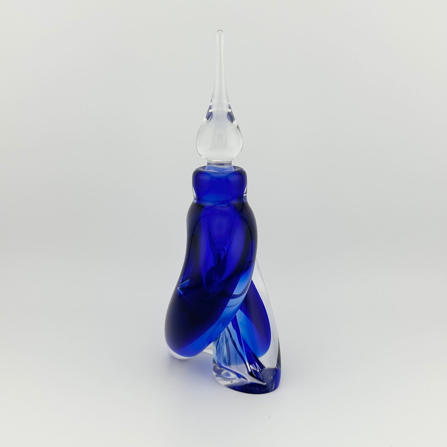 Vintage Perfume Bottle, Blue, Hand Blown Art, Made by Vandermark.