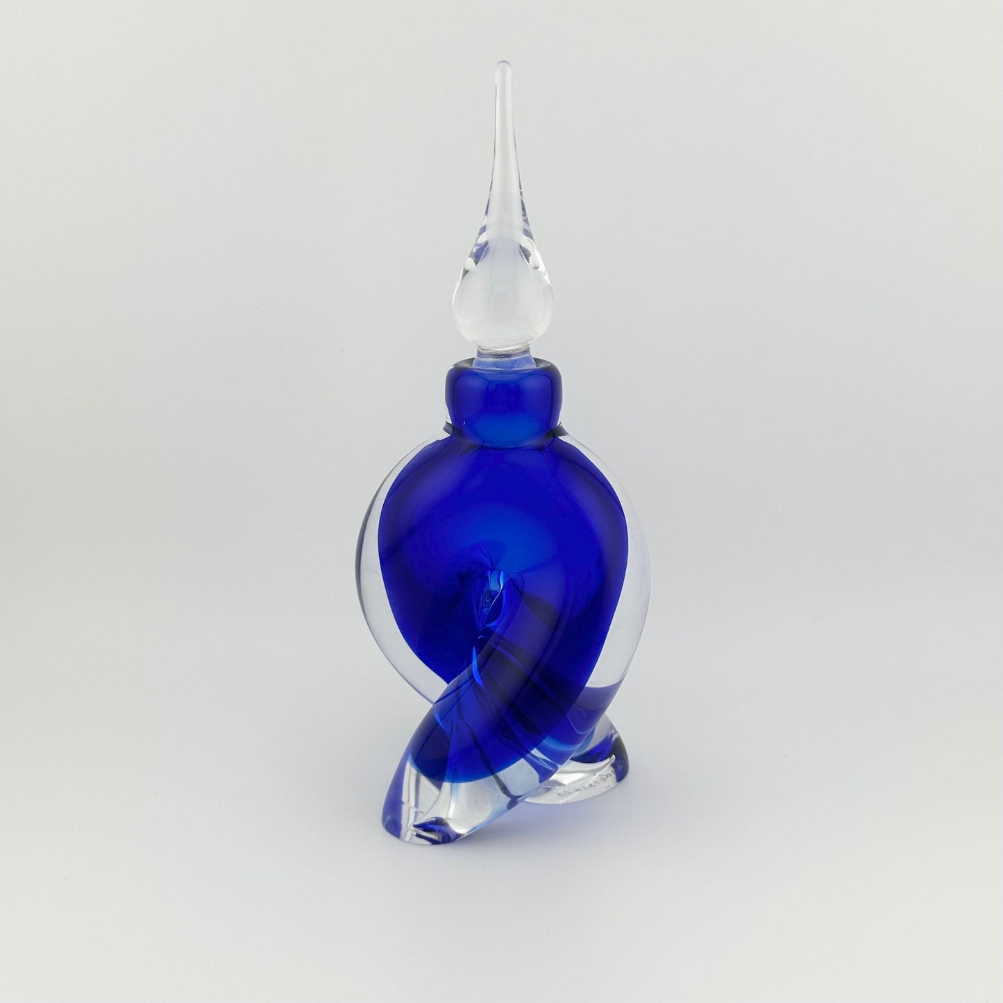 Vintage Perfume Bottle, Blue, Hand Blown Art, Made by Vandermark.