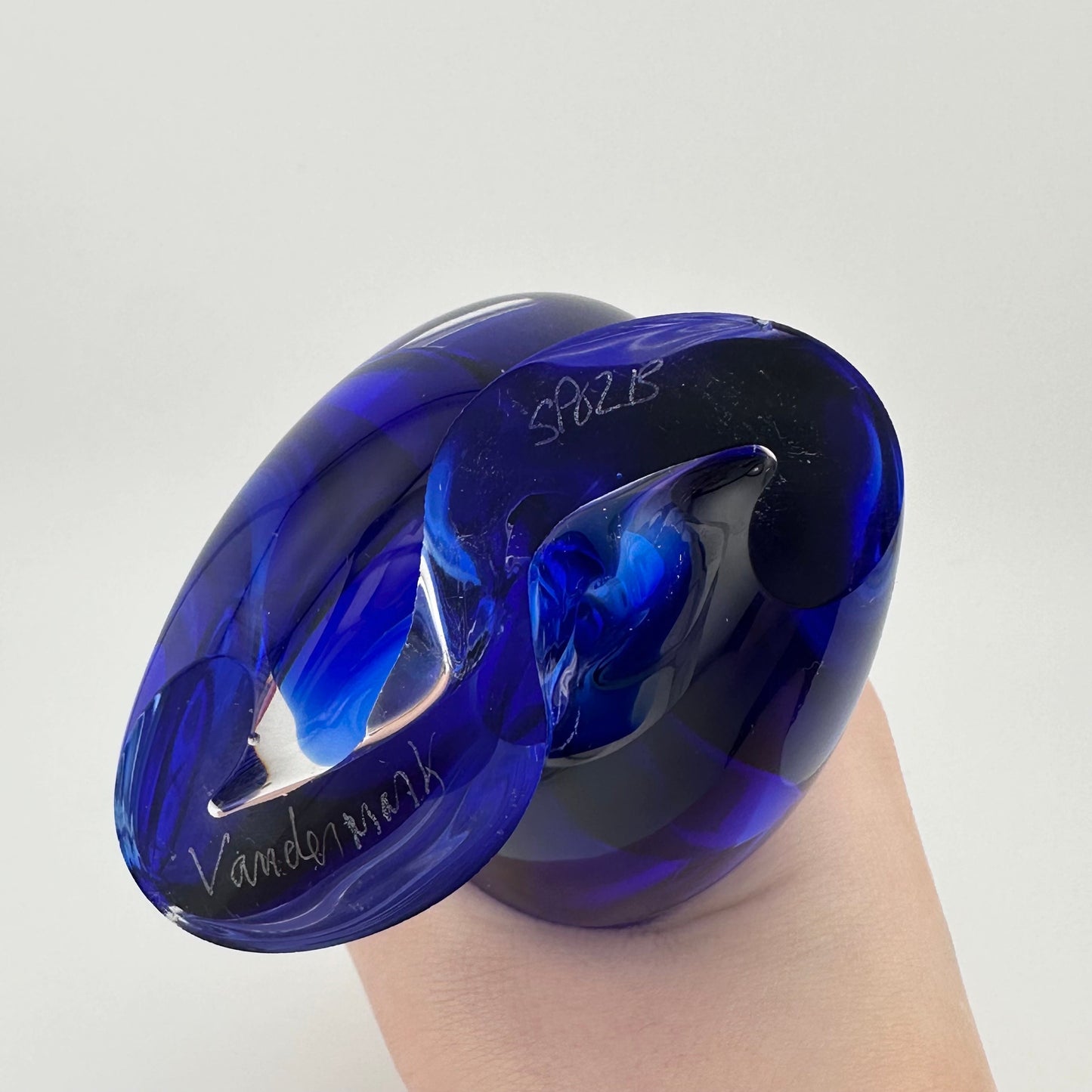 Vintage Perfume Bottle, Blue, Hand Blown Art, Made by Vandermark.