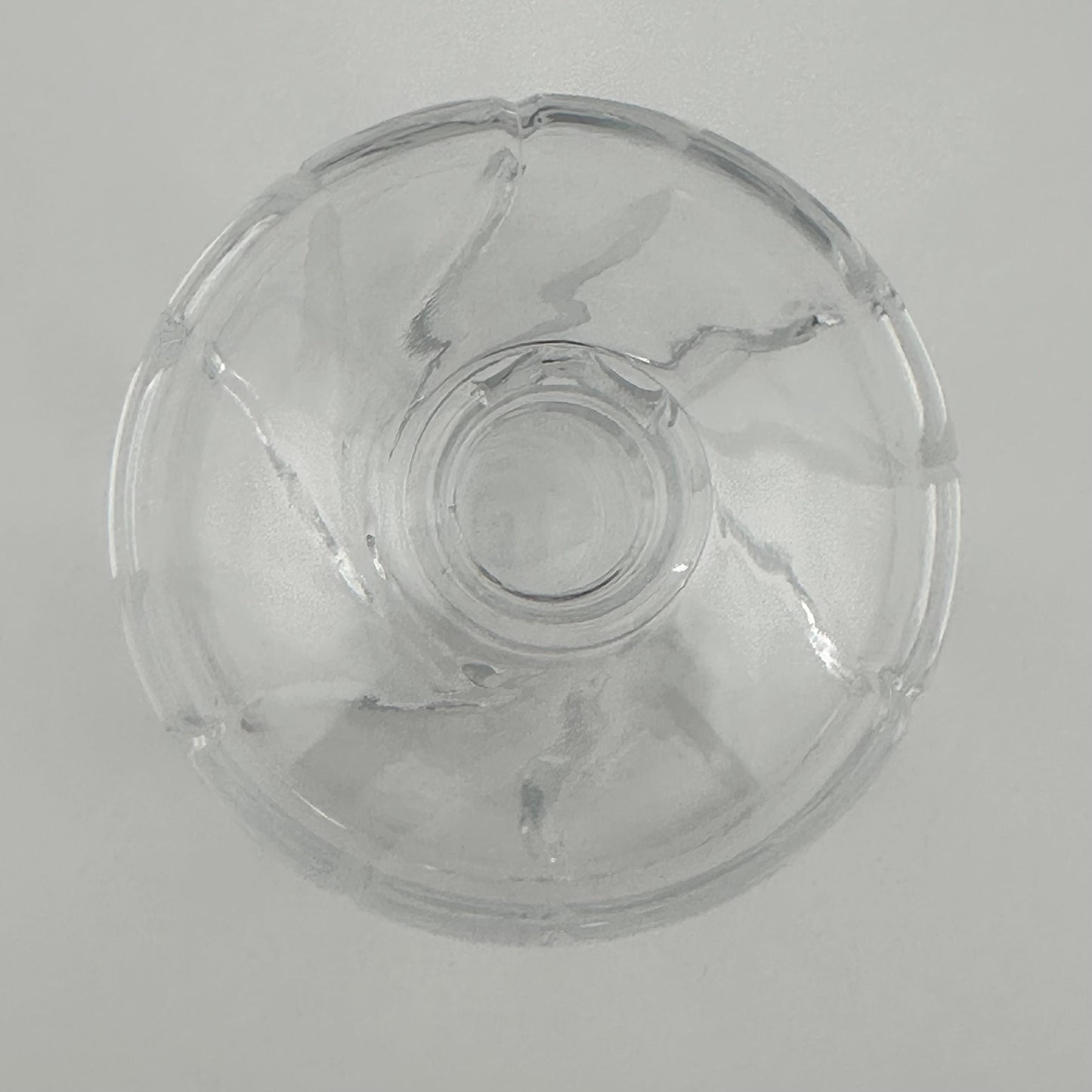Vintage Perfume Bottle, Clear Glass, Round Crystal Cut Glass.
