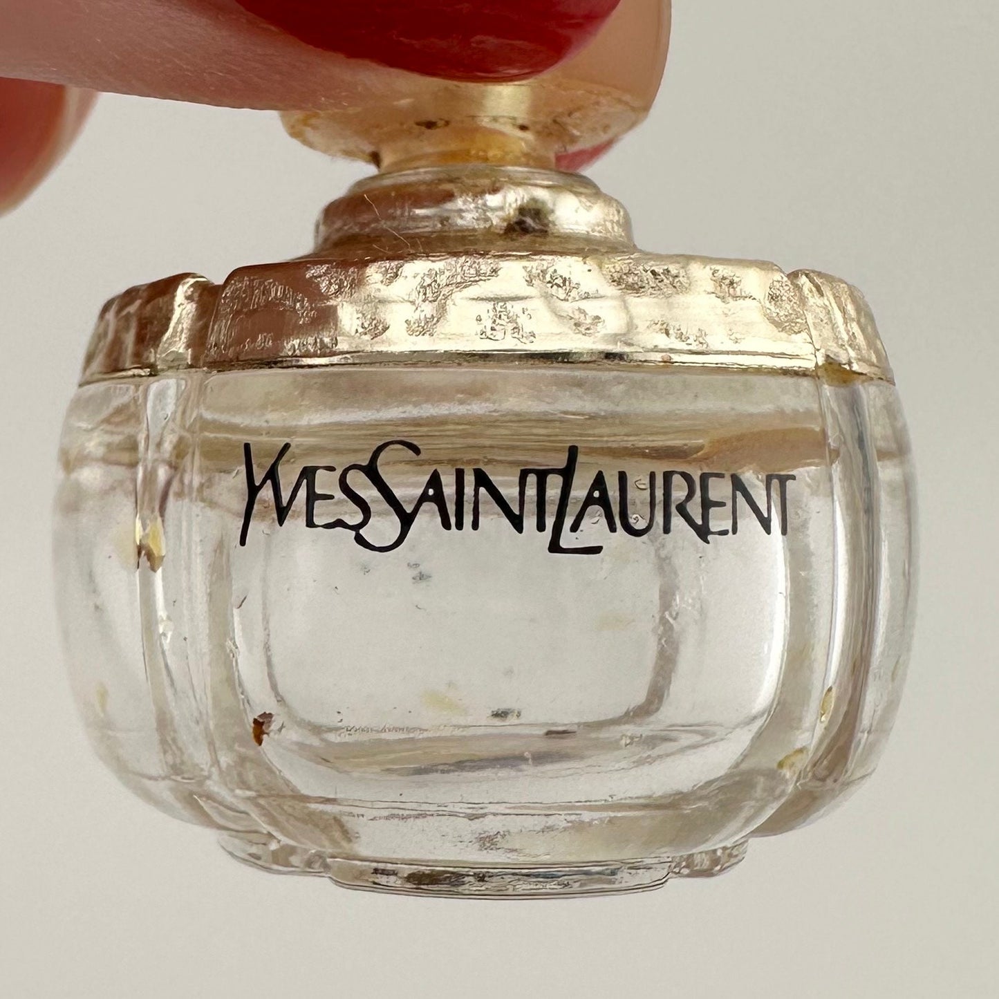 Vintage Perfume Bottle, Yves Saint Laurent, Empty Champagne Eau De Toilette, Clear Glass, 4mL.