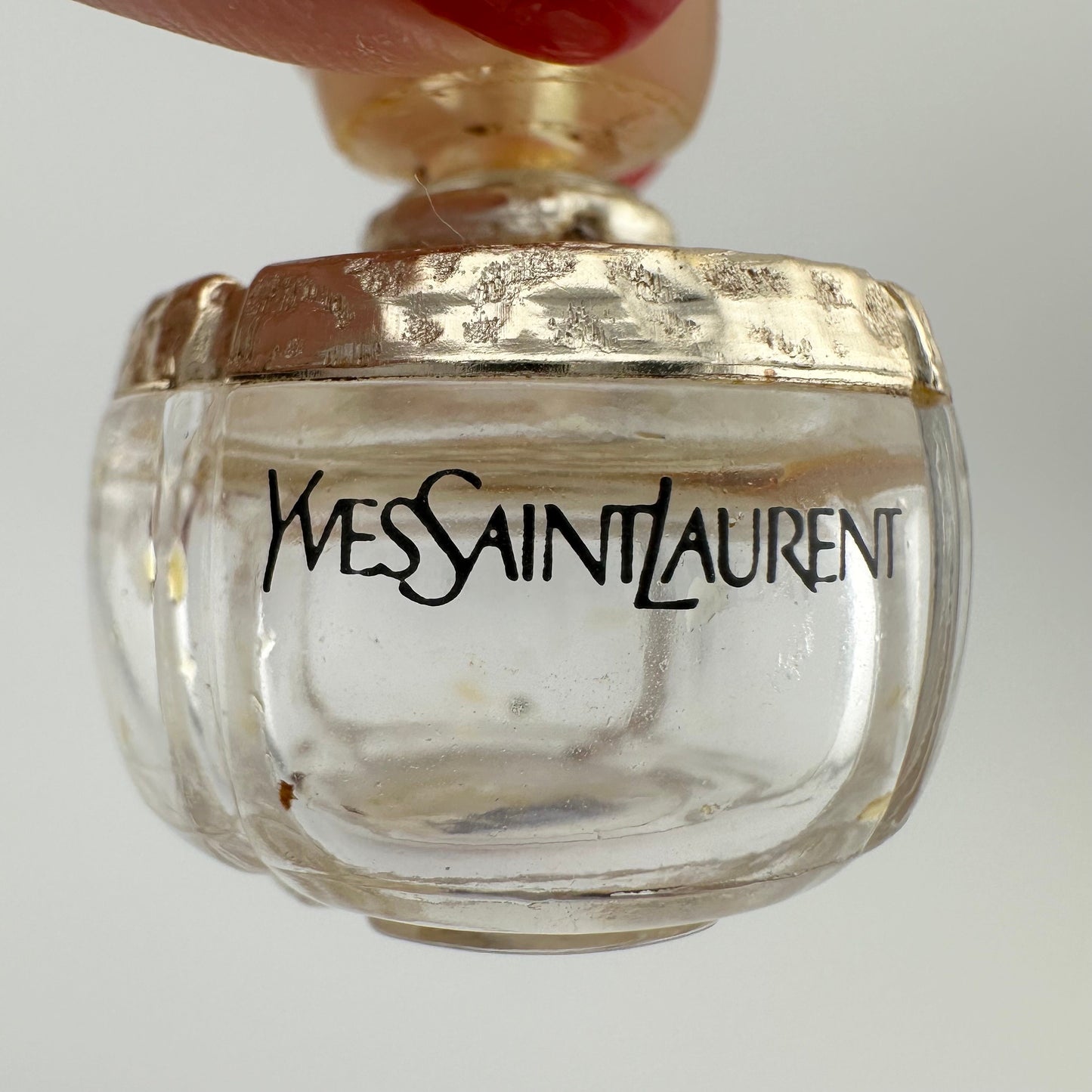 Vintage Perfume Bottle, Yves Saint Laurent, Empty Champagne Eau De Toilette, Clear Glass, 4mL.
