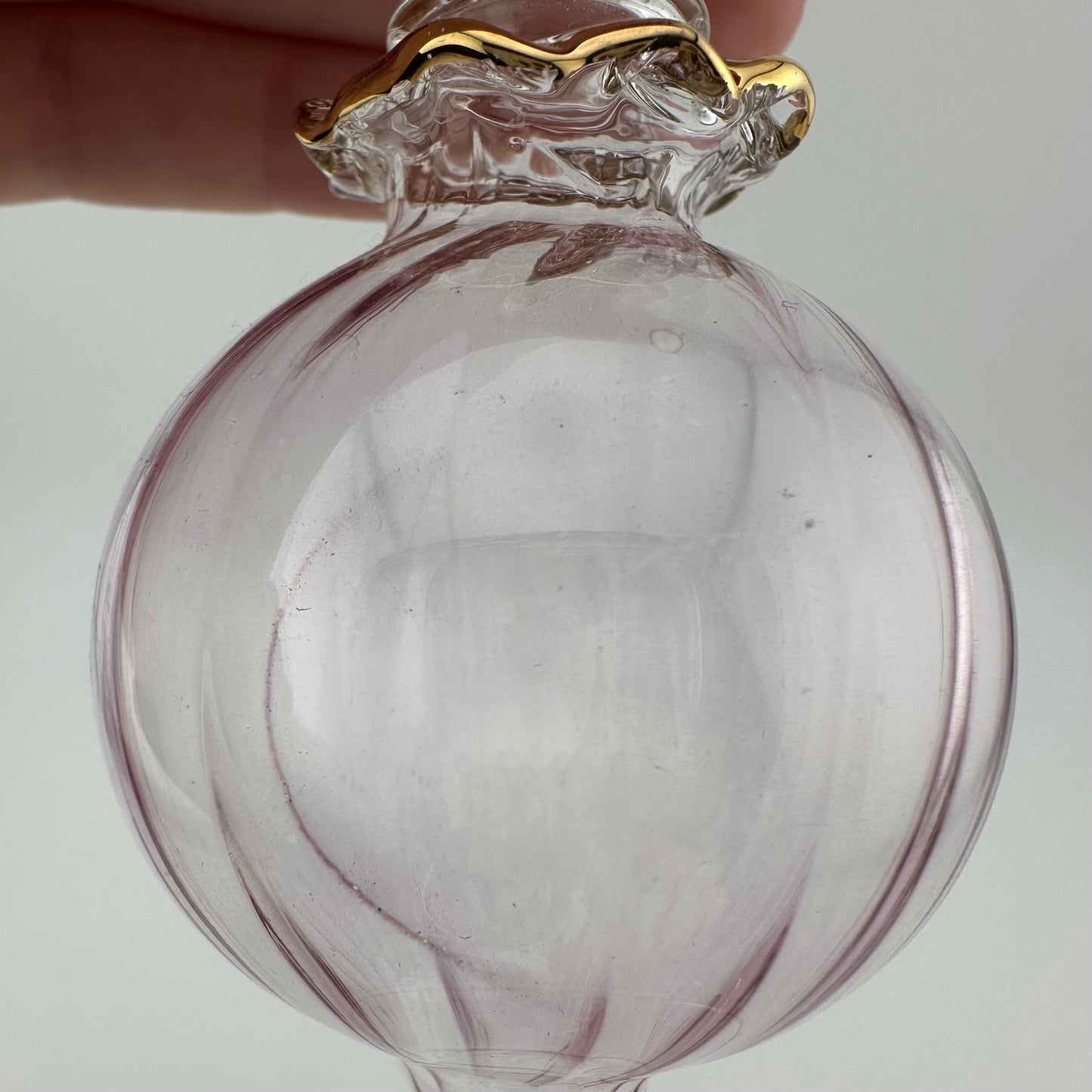 Vintage Perfume Bottle, Light Purple Glass, Hand Painted, Art Deco, Gilded, Glass Dauber.