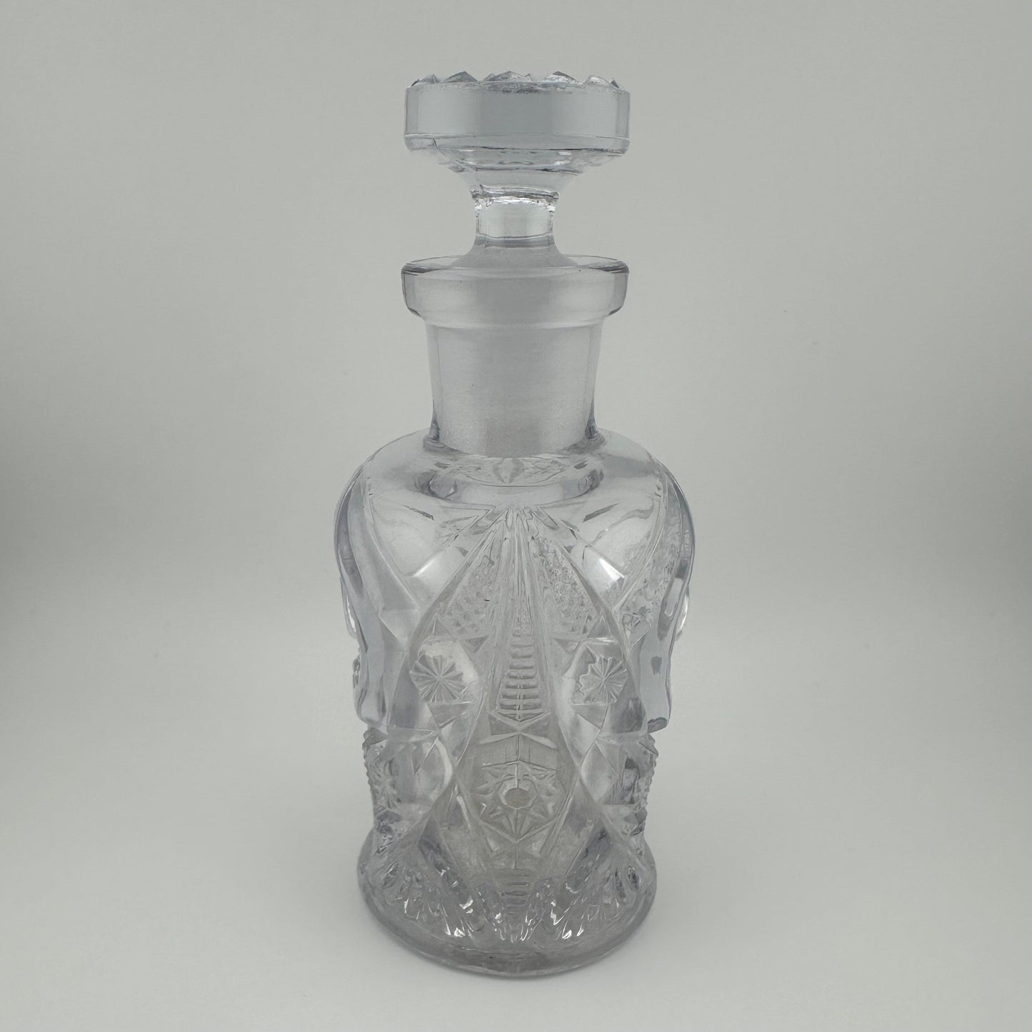 Vintage Perfume Bottle, Clear, Pressed Glass.