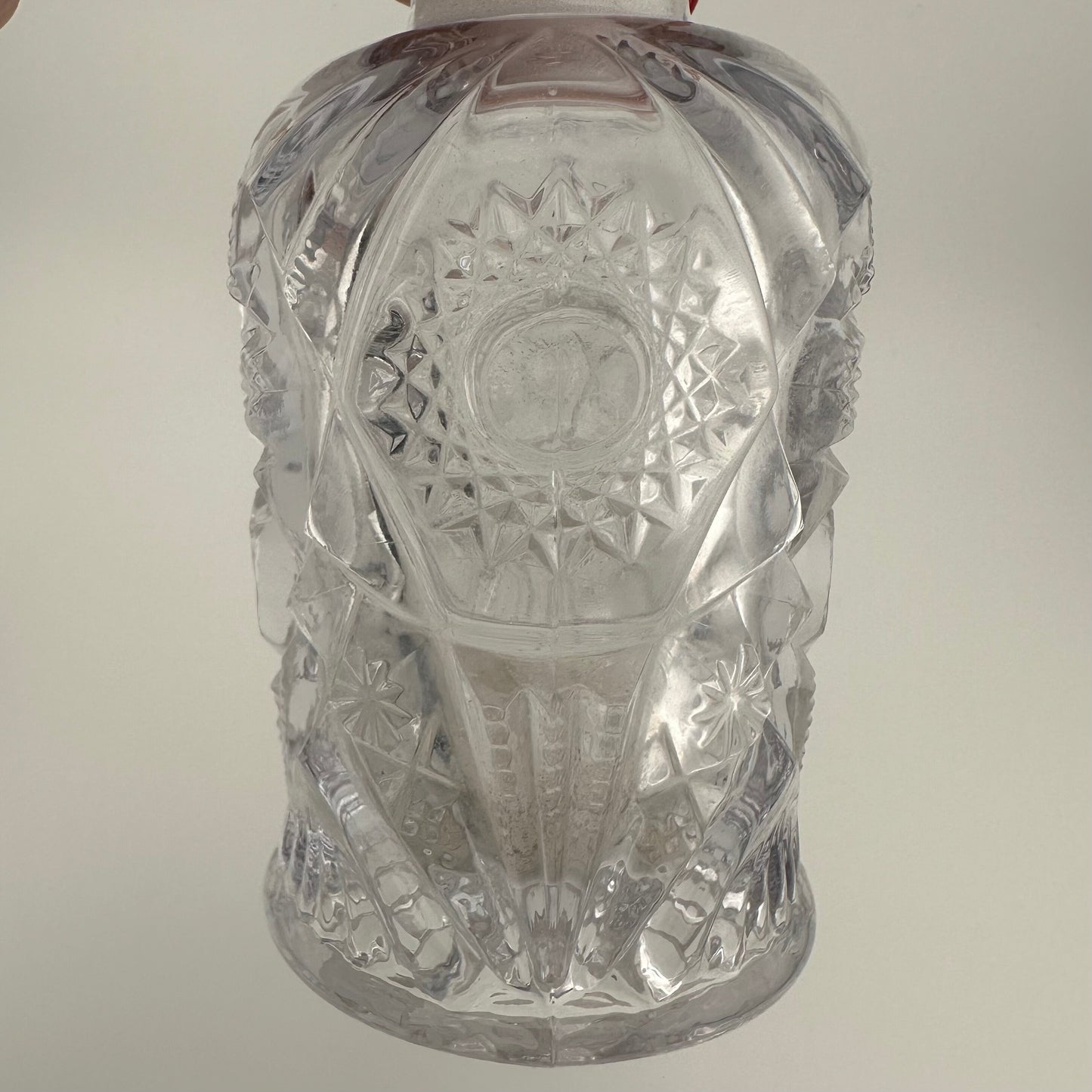 Vintage Perfume Bottle, Clear, Pressed Glass.