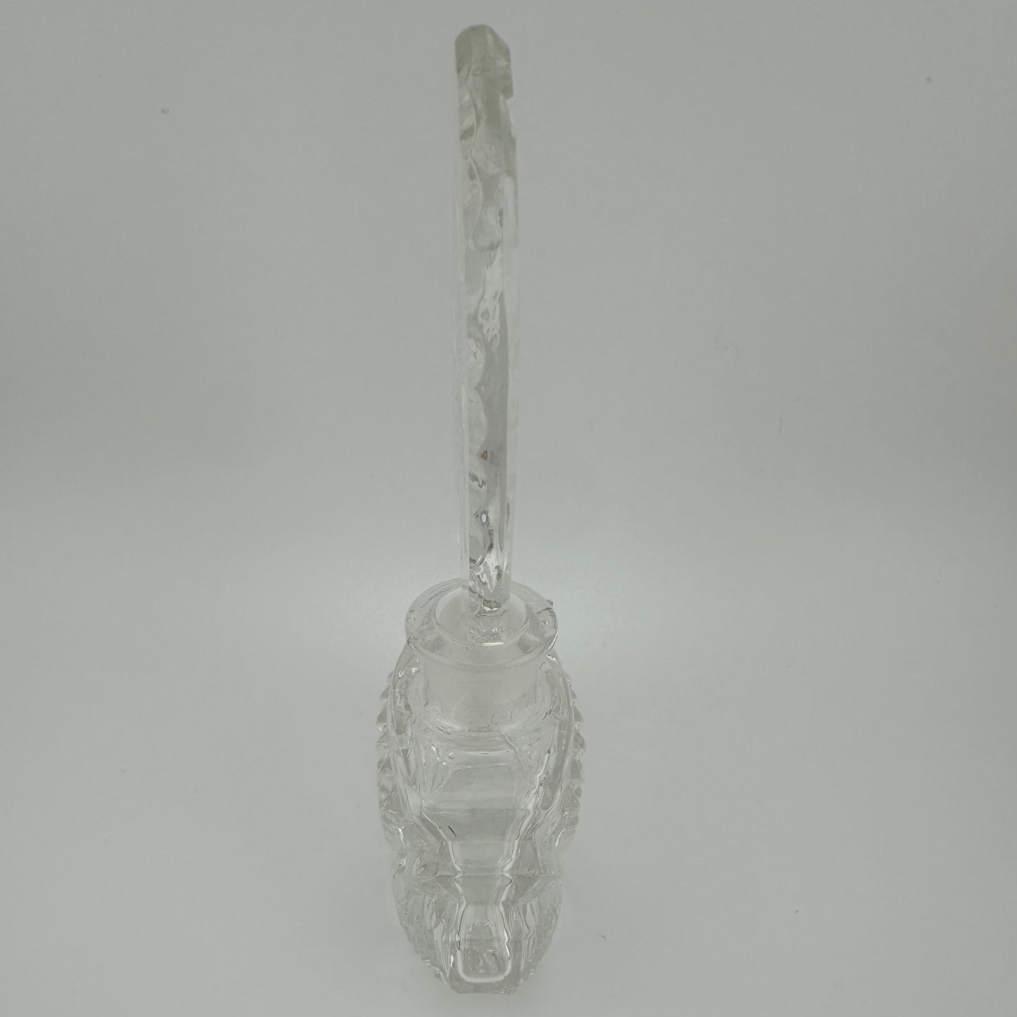 Vintage Perfume Bottle, Czechoslovakia Glass, Etched Floral Stopper.
