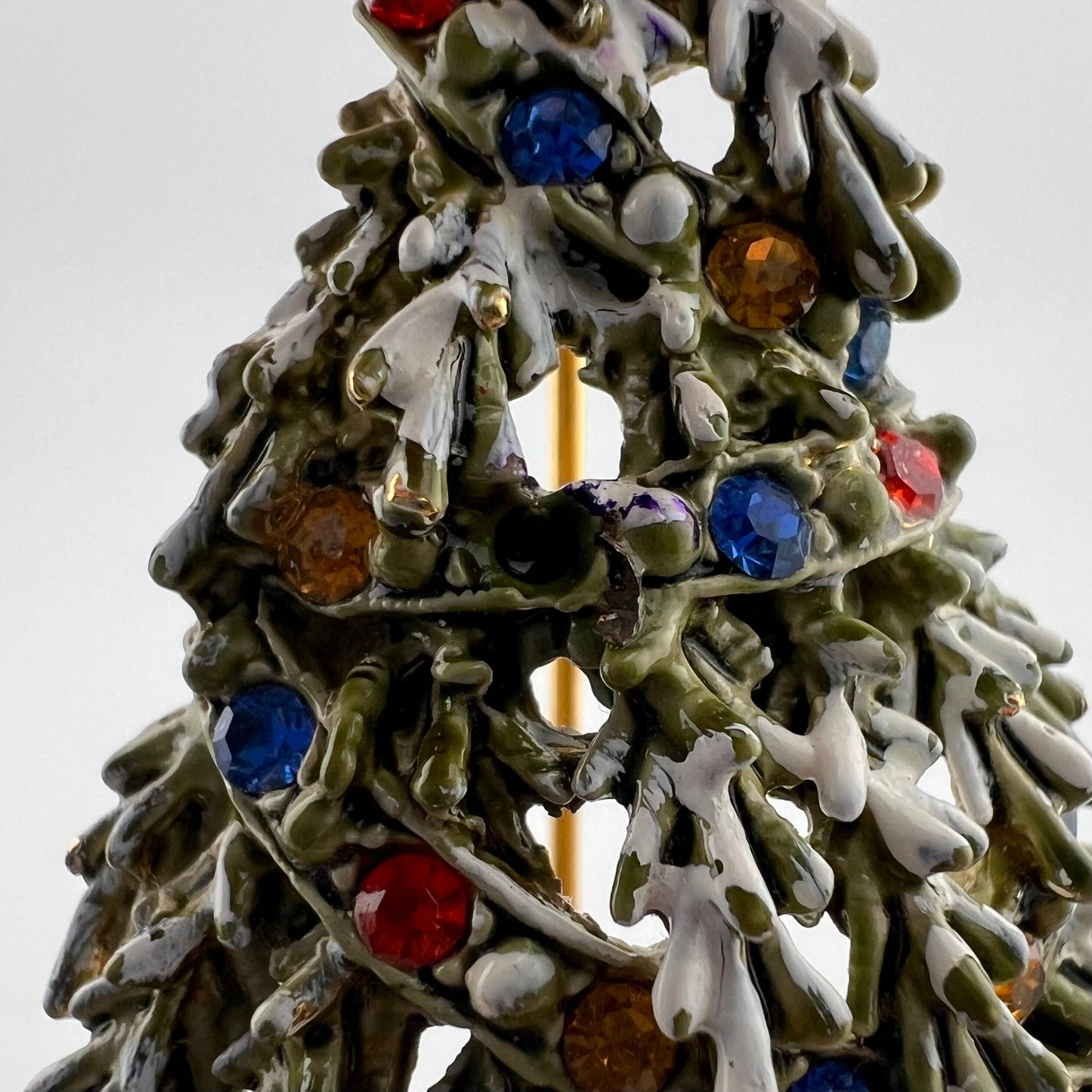 Vintage Brooch, Christmas Tree with Rhinestones, Signed Art.