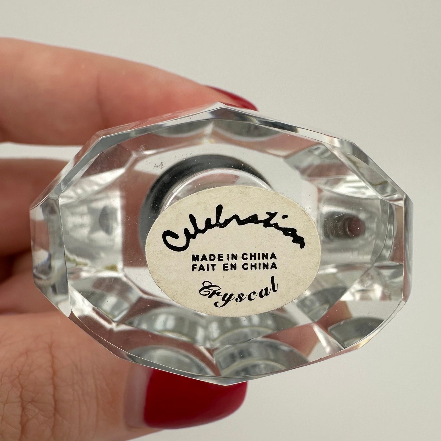 Vintage Perfume Bottle, Clear, Crystal, Cut Glass Design, Made by Celebrations.