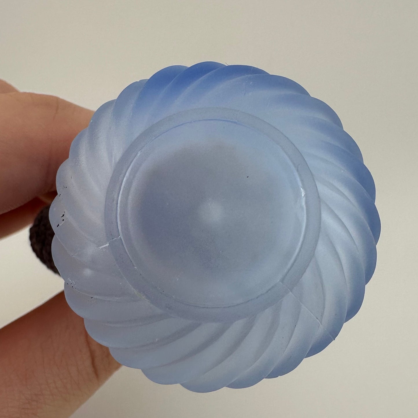 Vintage Perfume Bottle, Miniature, Blue Atomizer Bulb, Blue Frosted Glass, Twist Design.