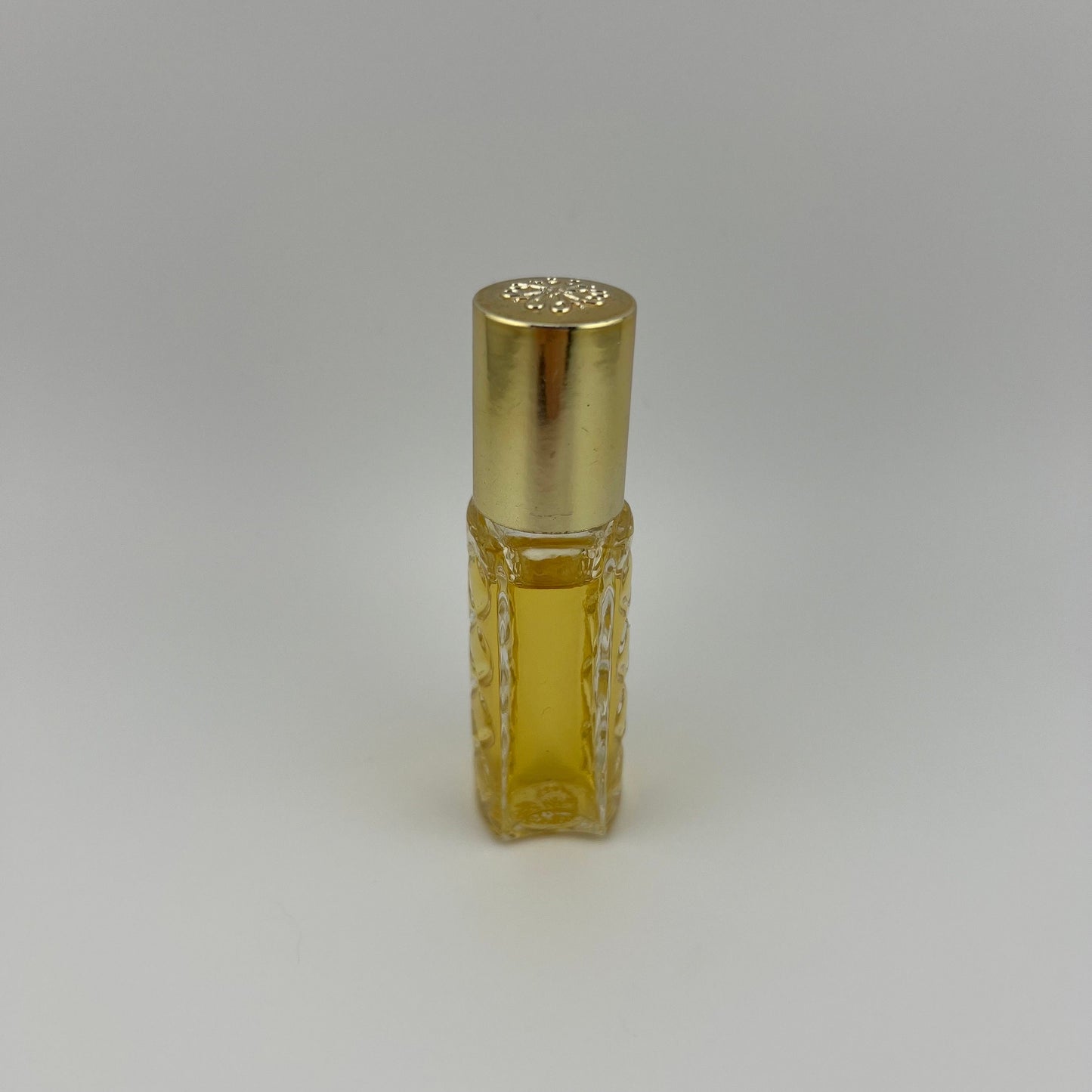 Vintage Avon Perfume Bottle, Clear Glass, Here’s My Heart, Gold Top.