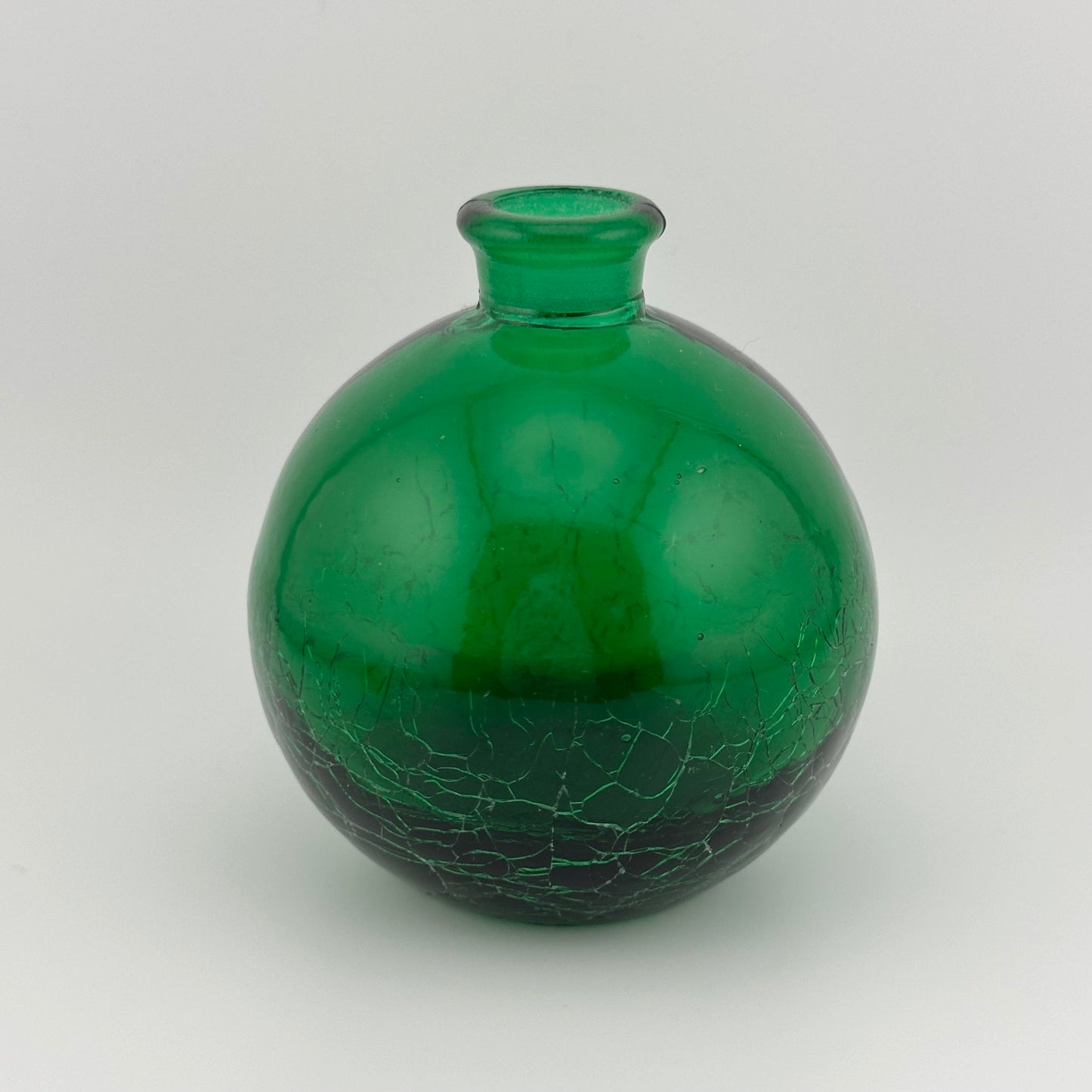 Vintage Perfume Bottle in Emerald Green Crackle Glass