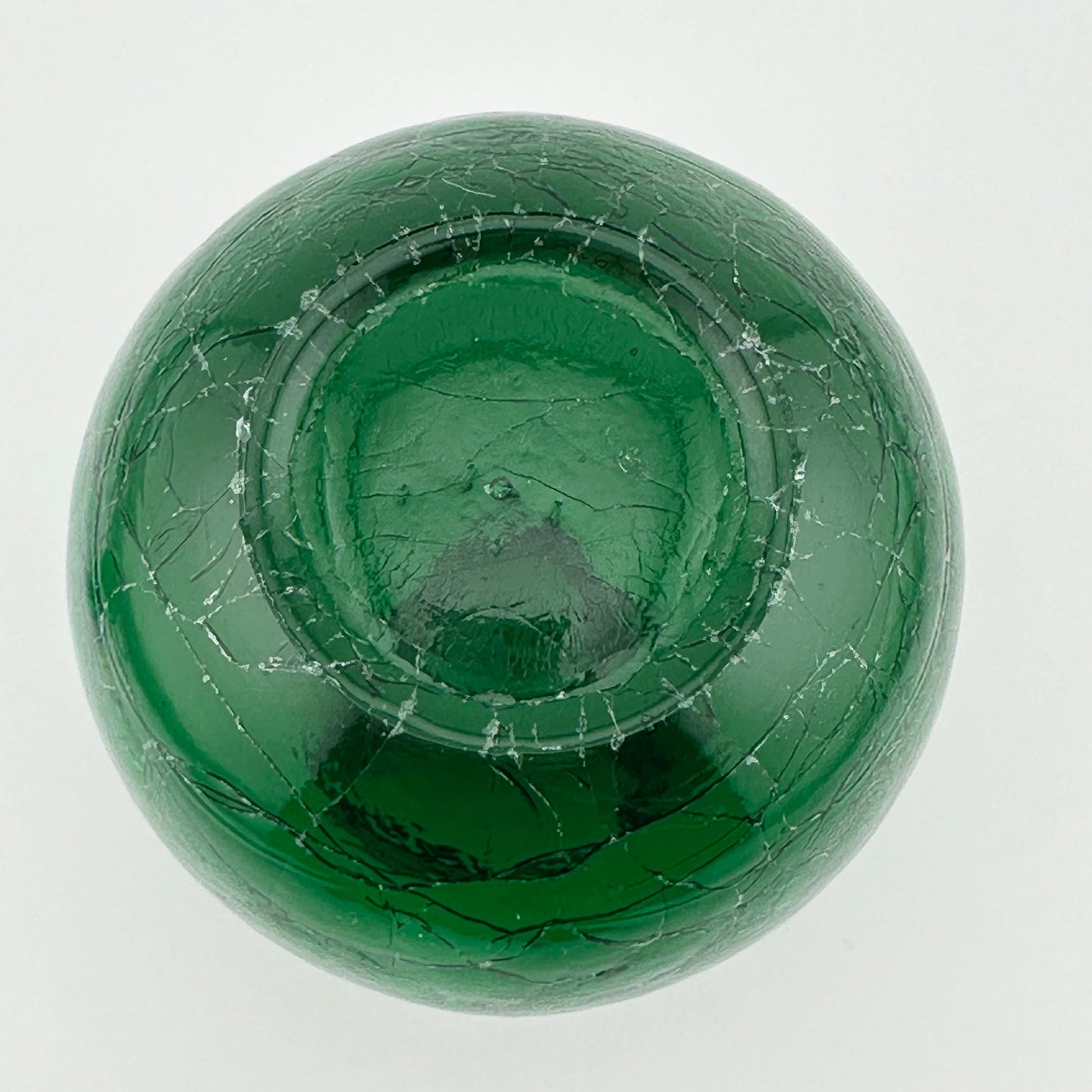 Vintage Perfume Bottle in Emerald Green Crackle Glass