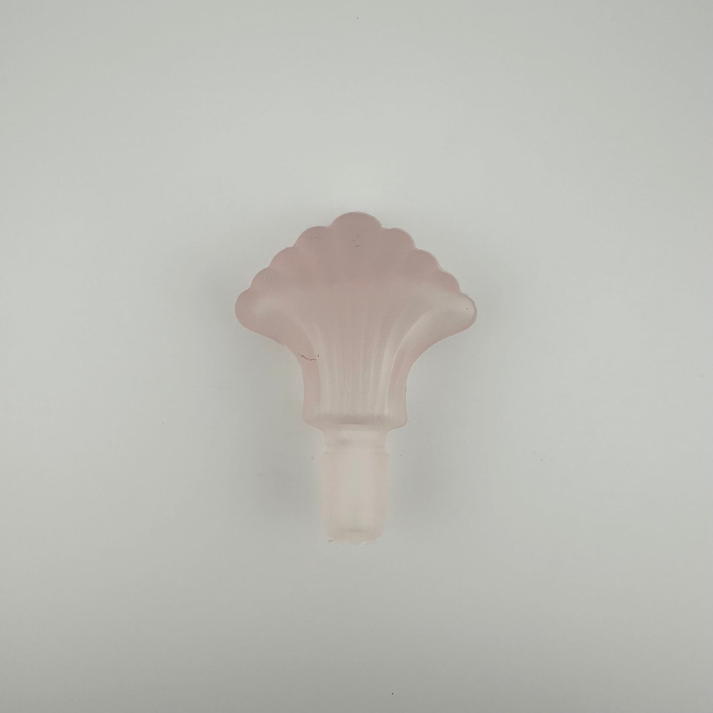 Vintage Perfume Bottle, Pink Frosted Glass, Seashell Style with Pink Fringe.
