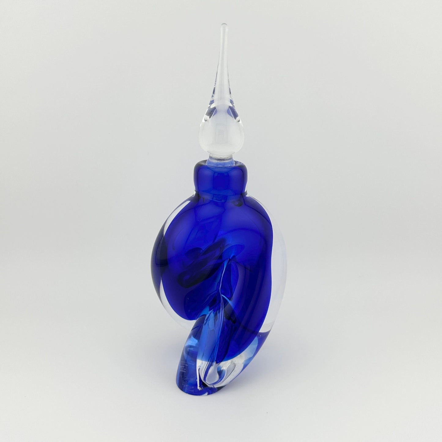 Vintage Perfume Bottle, Blue, Hand Blown Art, Made by Vandermark.