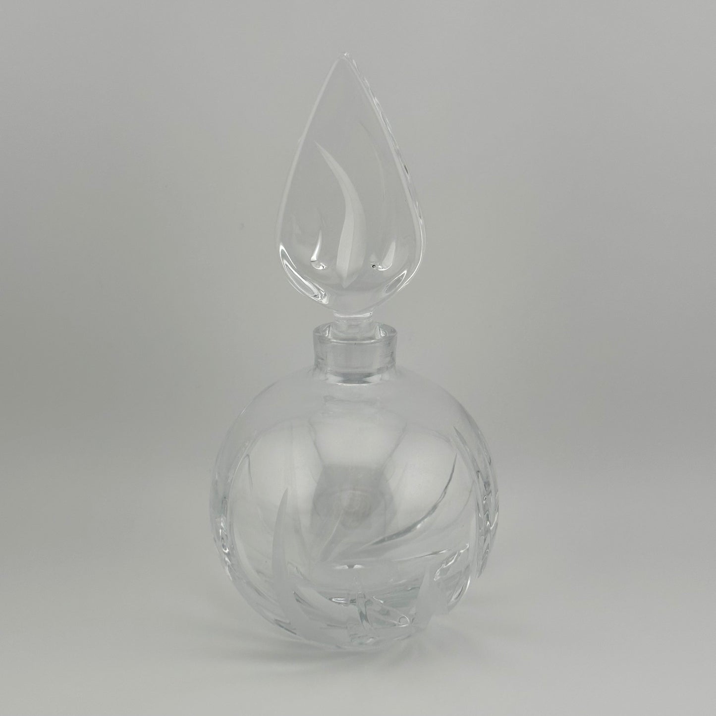 Vintage Perfume Bottle, Clear Glass, Round Crystal Cut Glass.