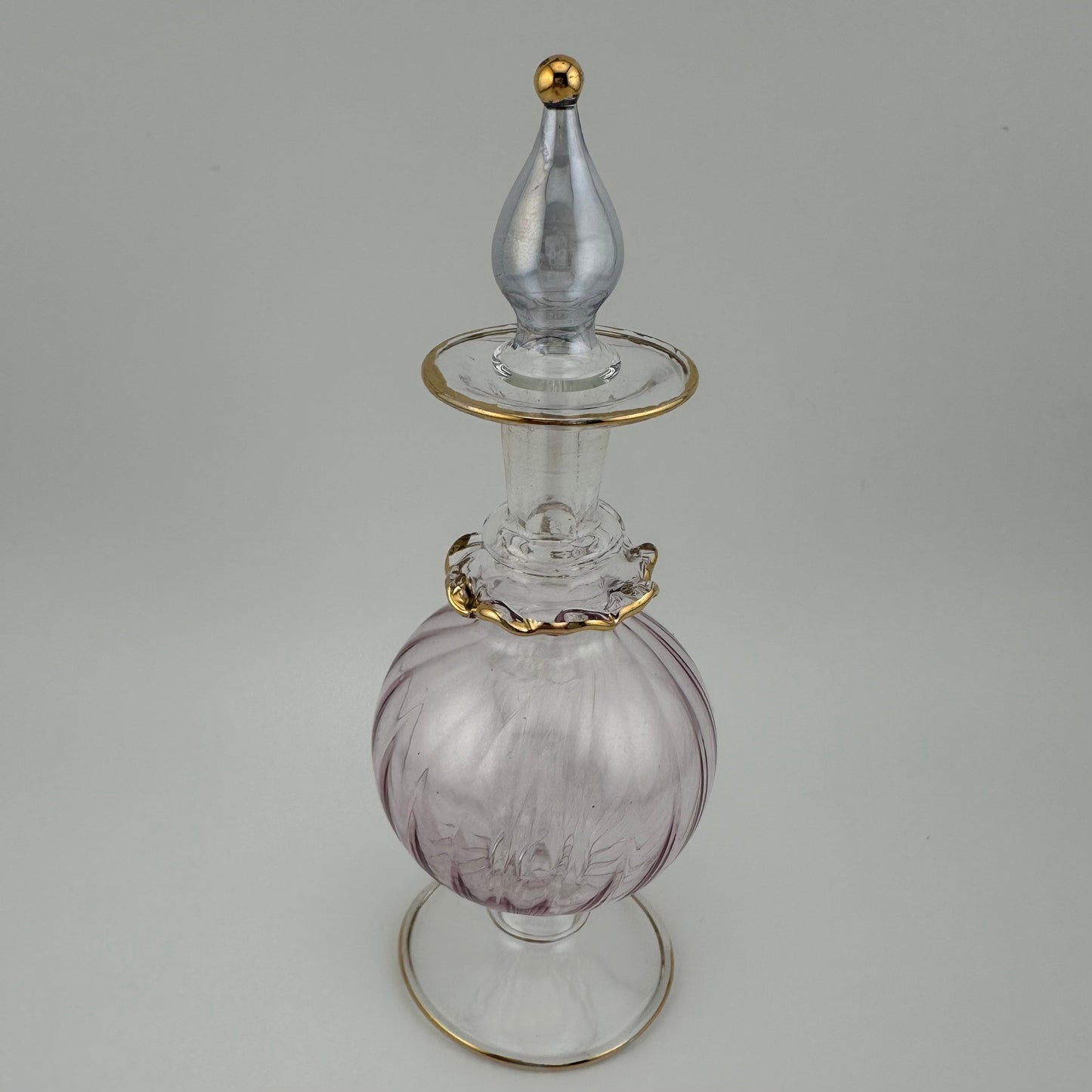 Vintage Perfume Bottle, Light Purple Glass, Hand Painted, Art Deco, Gilded, Glass Dauber.