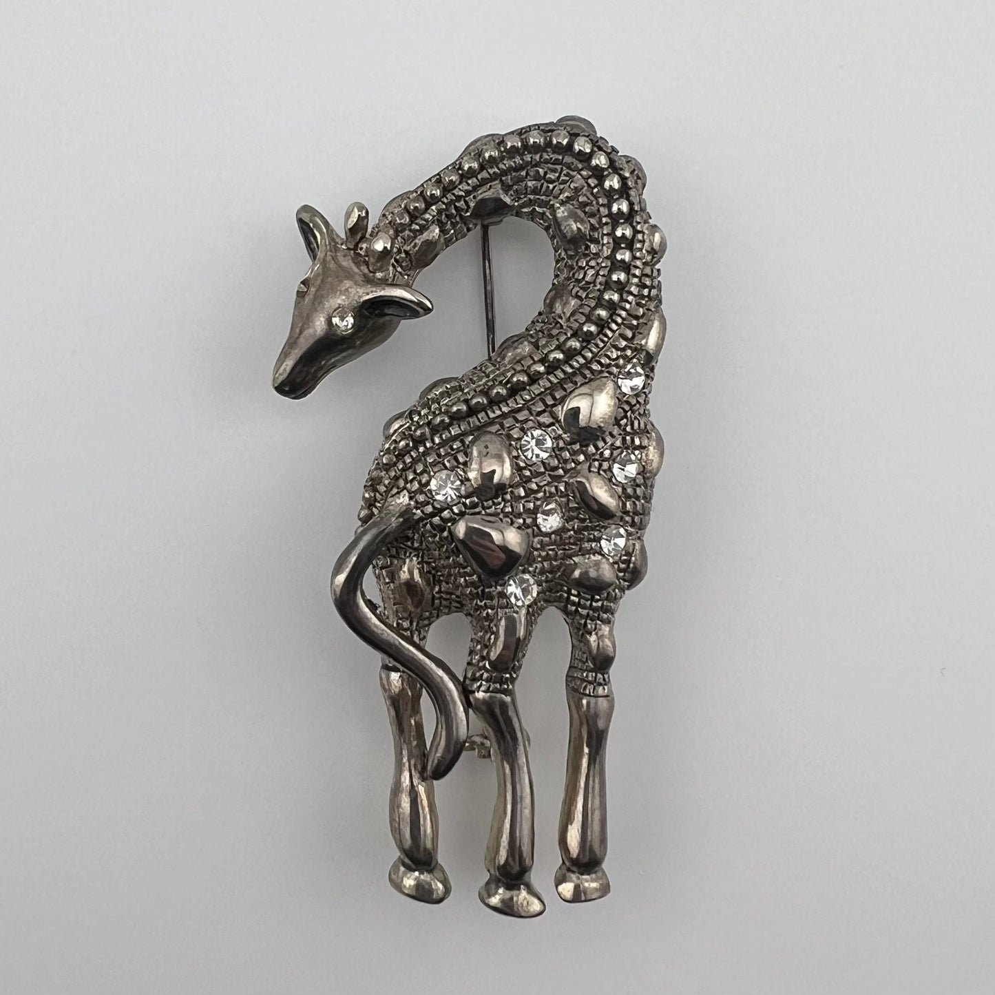 Vintage Brooch, Giraffe with Rhinestone Accents.