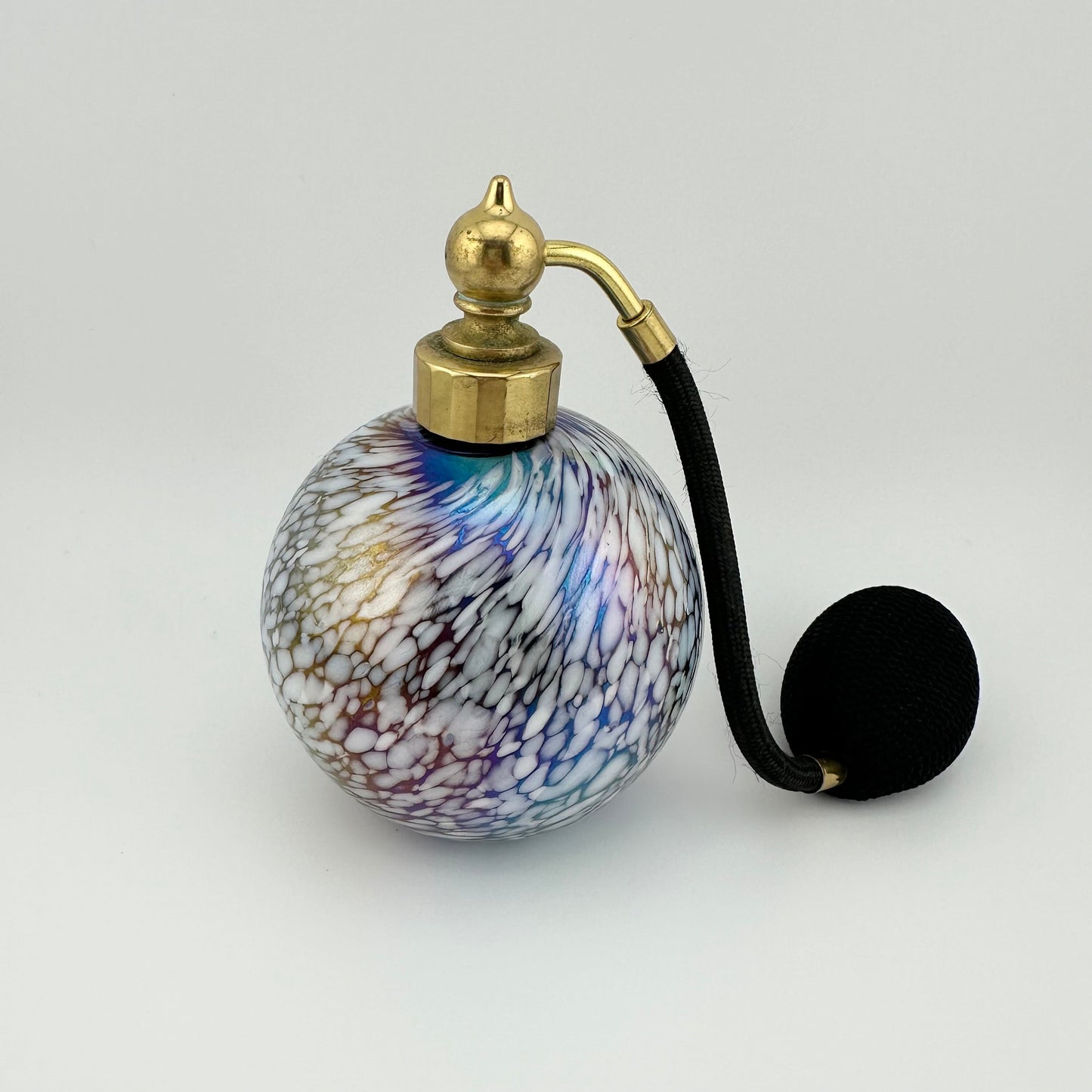Vintage Perfume Bottle, Carnival Glass, Atomizer Bulb.