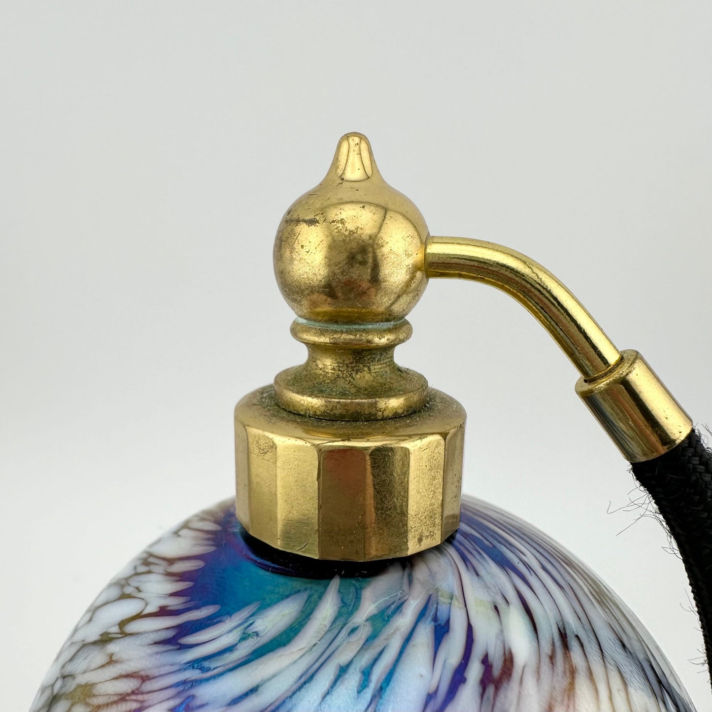 Vintage Perfume Bottle, Carnival Glass, Atomizer Bulb.