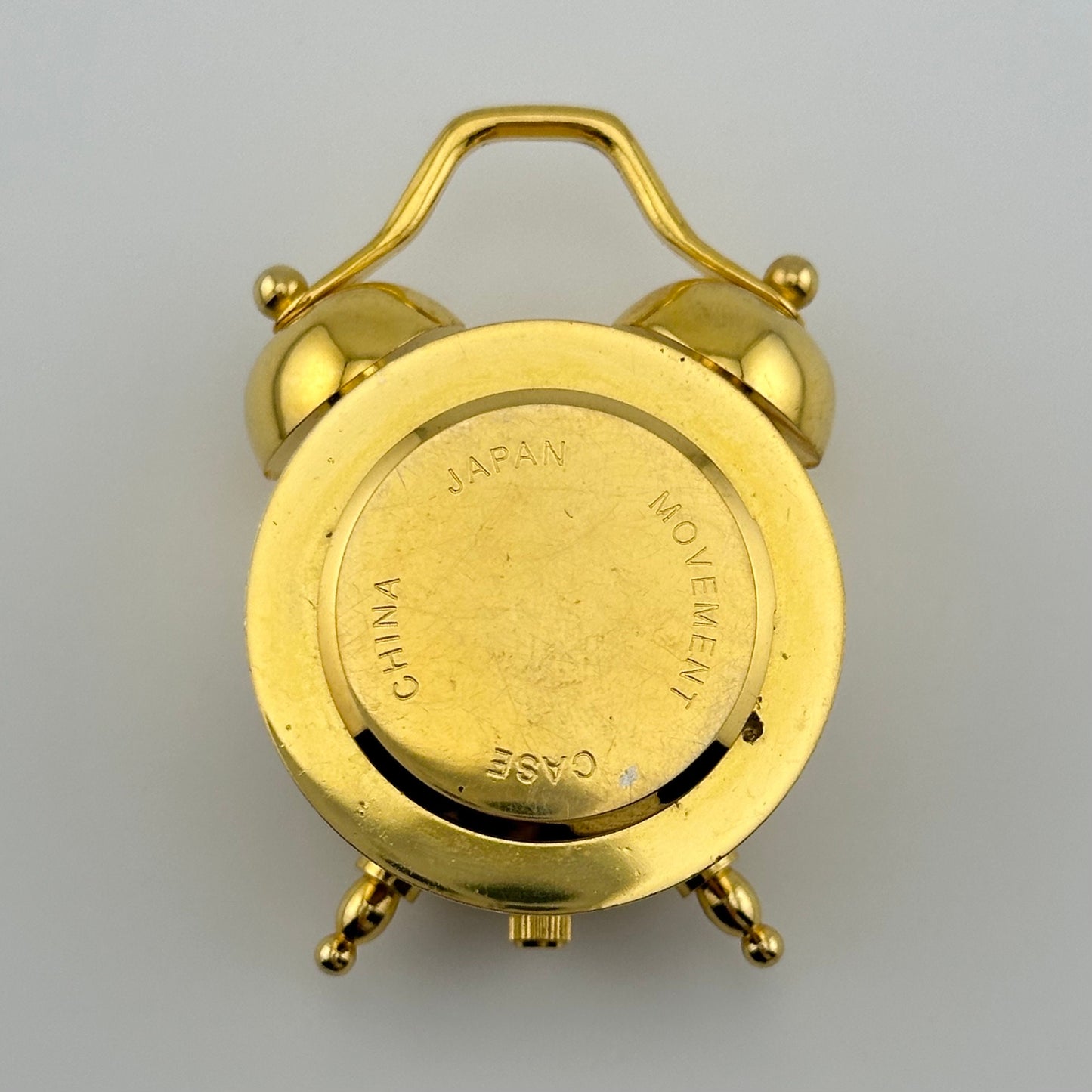 Vintage Looney Toons Mini Clock, Tweety Bird and Sylvester, Gold Tone.