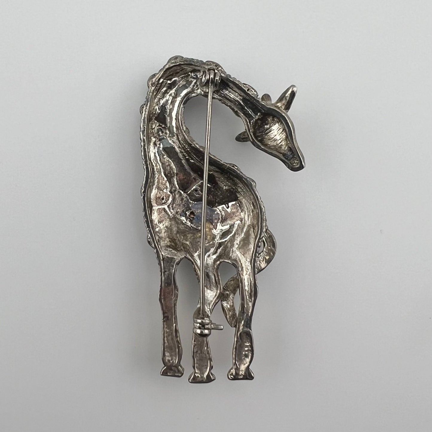 Vintage Brooch, Giraffe with Rhinestone Accents.
