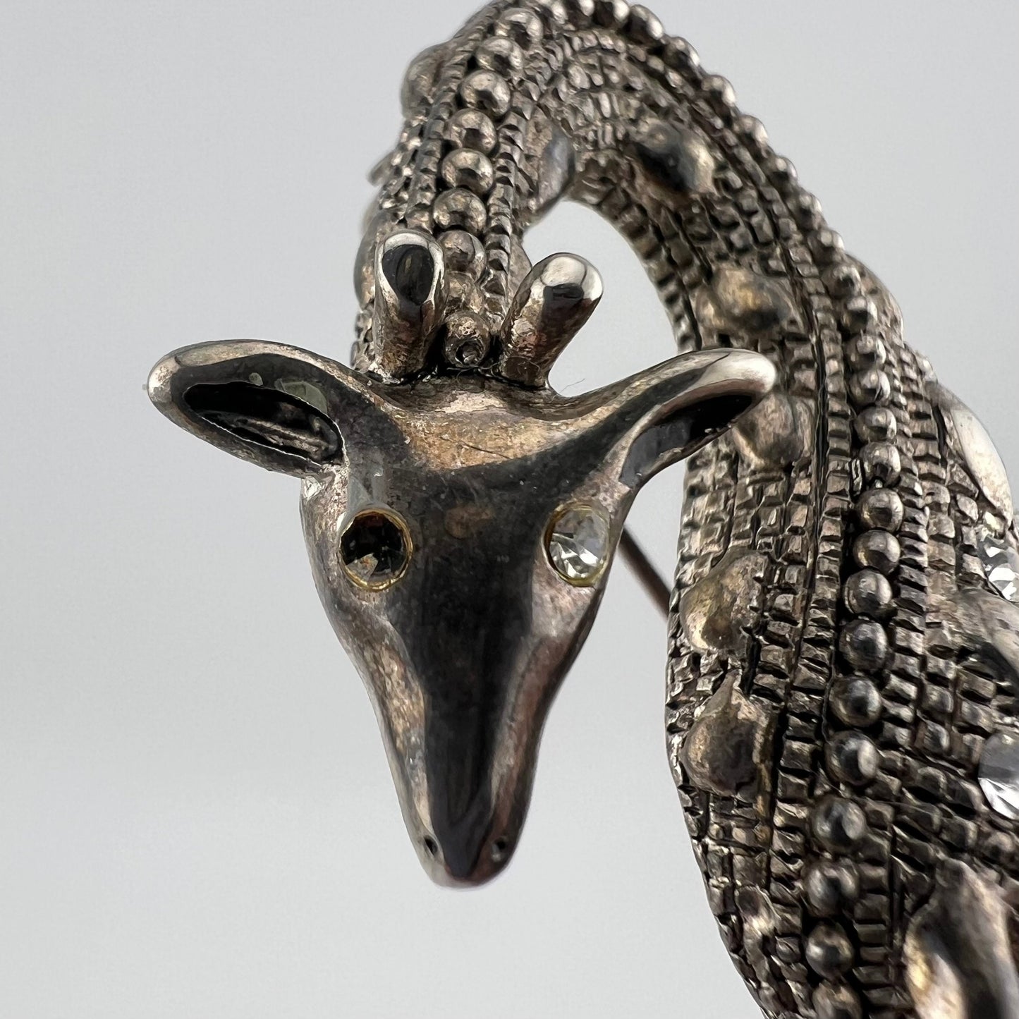 Vintage Brooch, Giraffe with Rhinestone Accents.