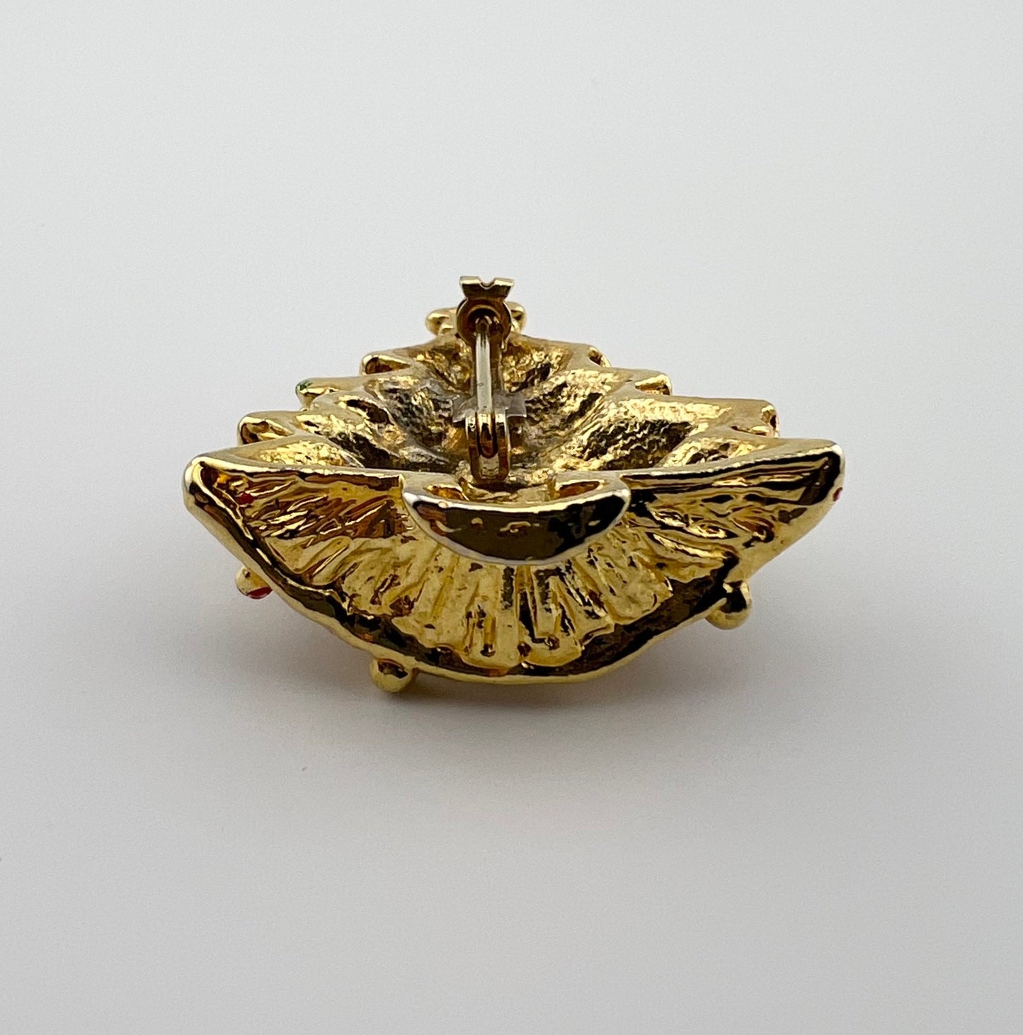 Vintage Brooch, Gold Tone Christmas Tree with Enamel Detail