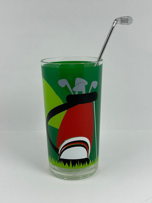 Vintage Golf Gift Set of Plastic Tumbler Cup with Golf Club Stirrer
