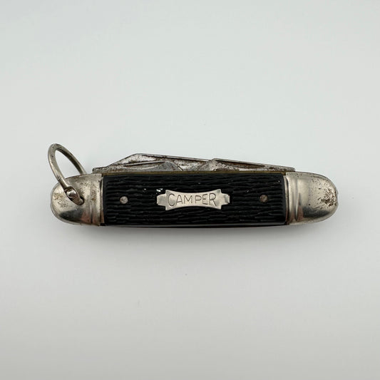 Vintage Black and Silver Pocket Knife, Camper, STAG Ireland.