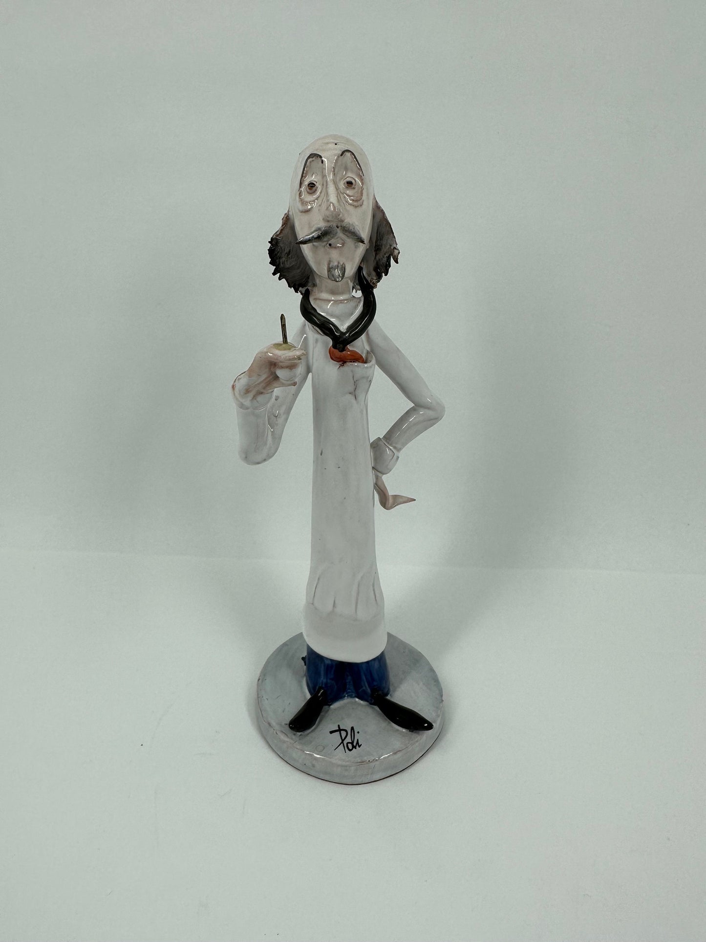 Vintage Figurine, Ceramic Doctor with Stethoscope, Signed