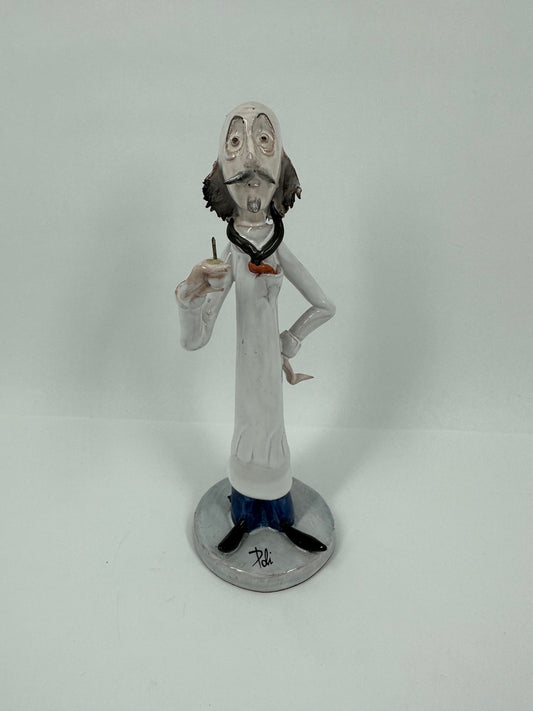 Vintage Figurine, Ceramic Doctor with Stethoscope, Signed