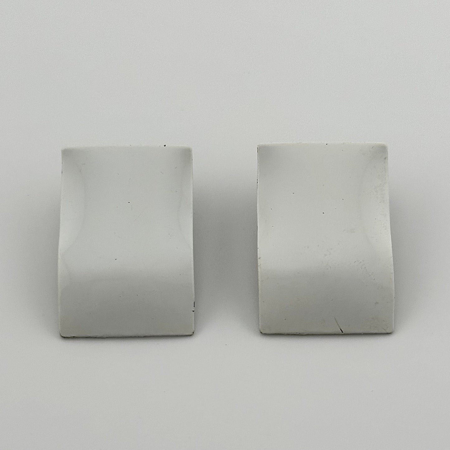 Vintage Metal Stud Earrings, White Wavy Rectangle Design.