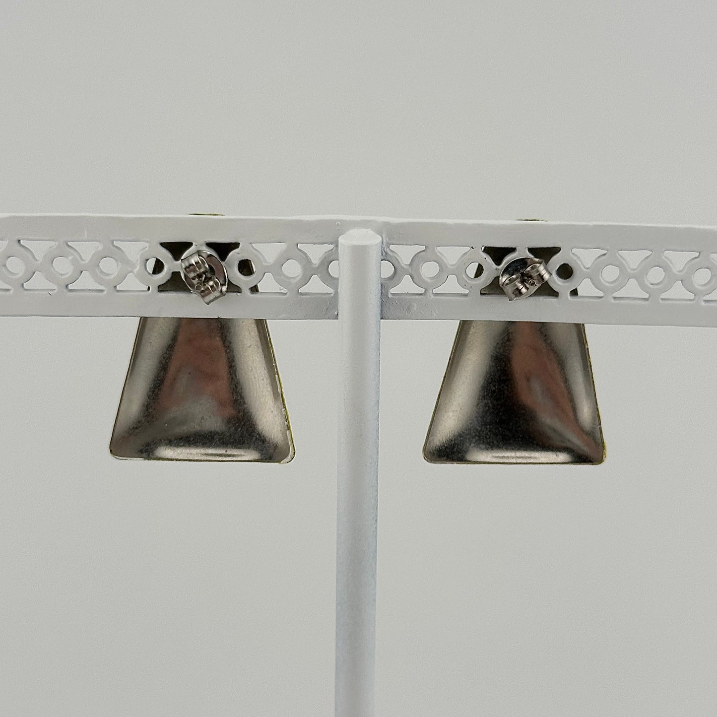 Vintage Metal Post Earrings, Fun Yellow Triangle Shape.