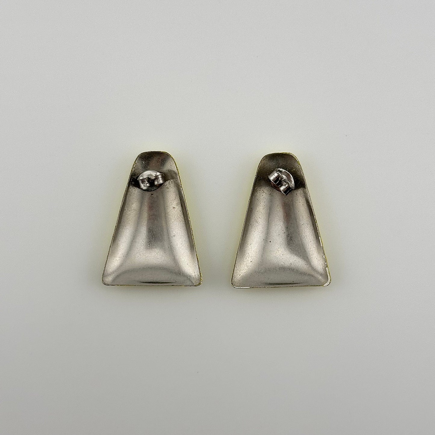 Vintage Metal Post Earrings, Fun Yellow Triangle Shape.
