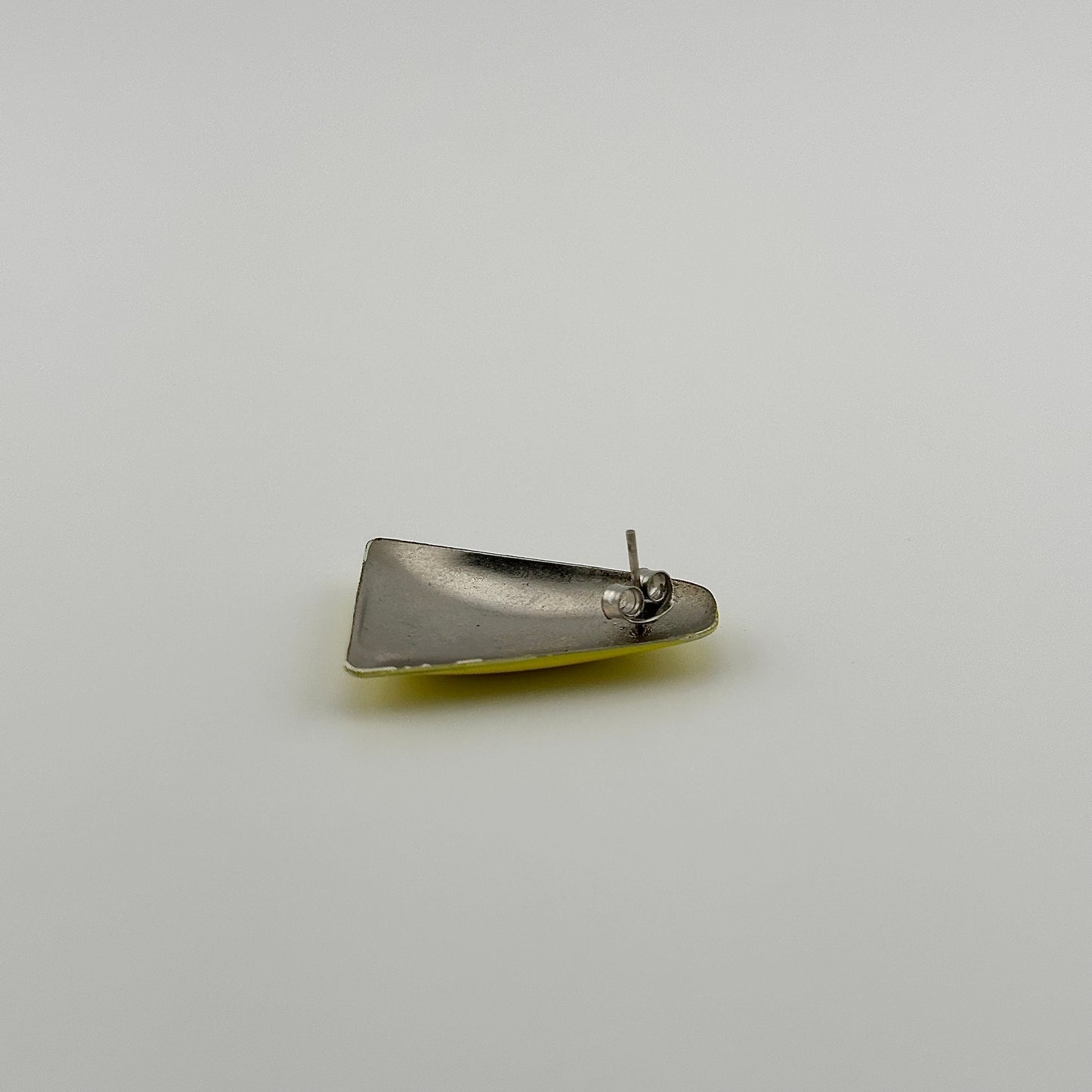 Vintage Metal Post Earrings, Fun Yellow Triangle Shape.