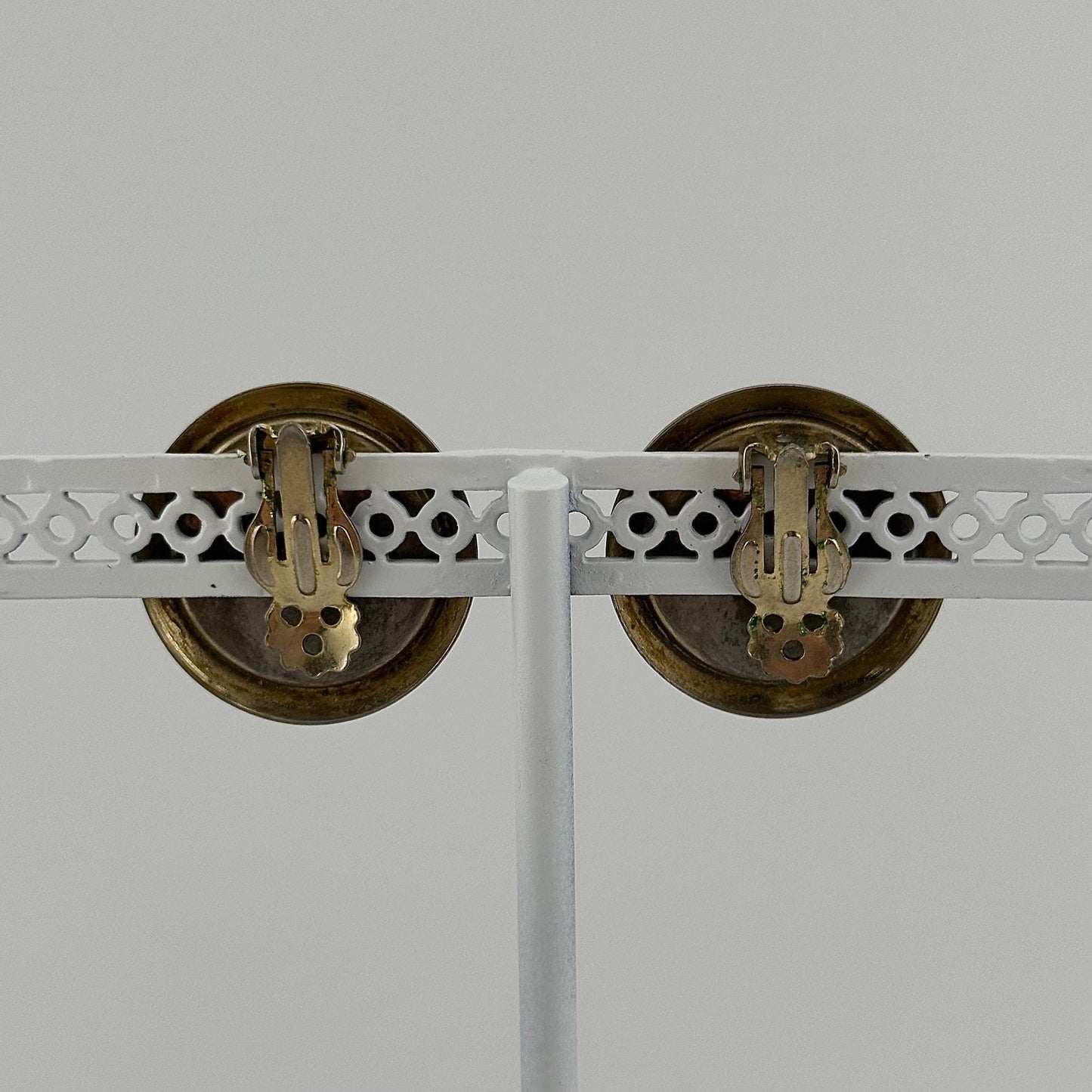 Vintage Clip-on Earrings, Red with Gold Back.