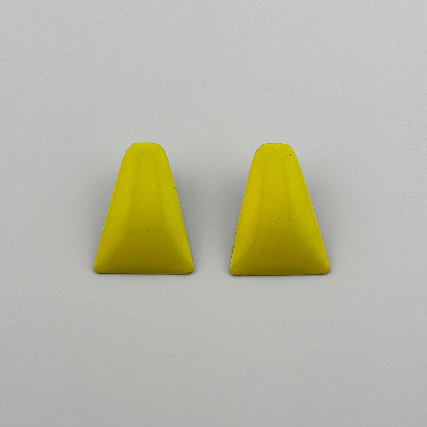 Vintage Metal Post Earrings, Fun Yellow Triangle Shape.