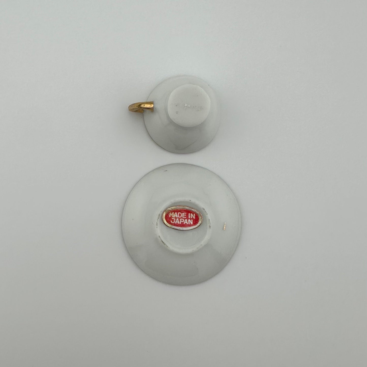 Vintage Miniature Tea Cup and Saucer with Gold Accents from Japan
