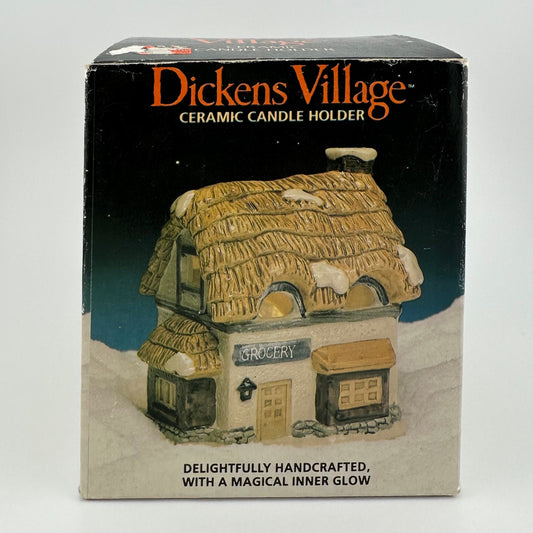 Vintage Ceramic Candle Holder of Grocery Store and Made by Dickens Village