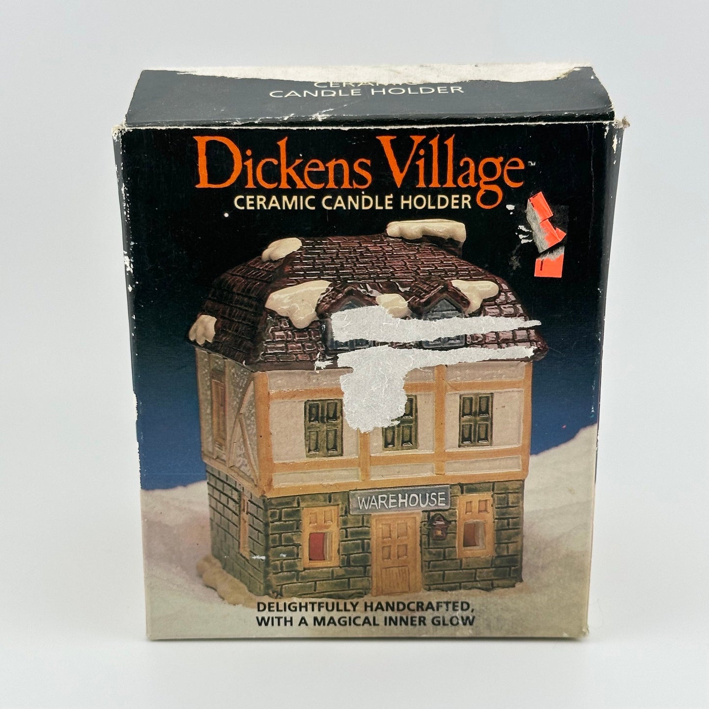 Vintage Ceramic Candle Holder of Warehouse from Dickens Village In Original Box