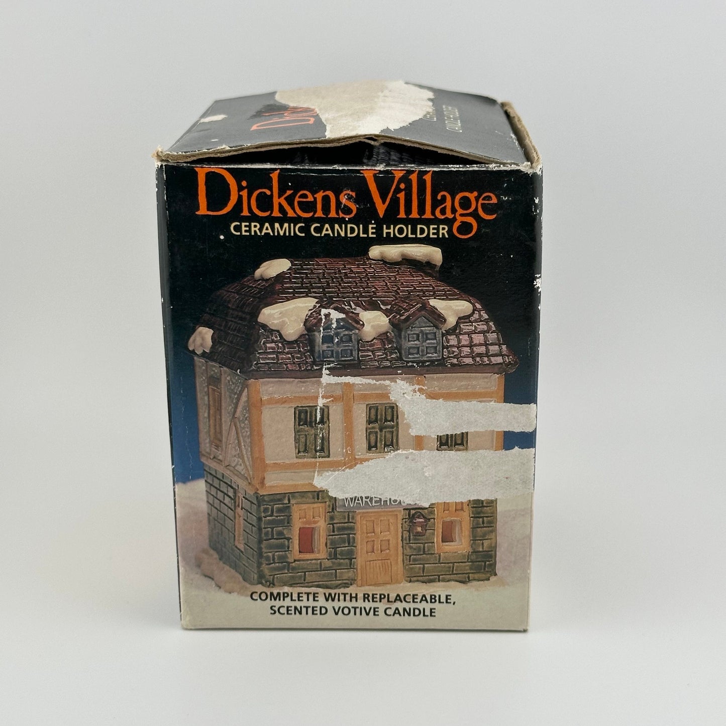Vintage Ceramic Candle Holder of Warehouse from Dickens Village In Original Box
