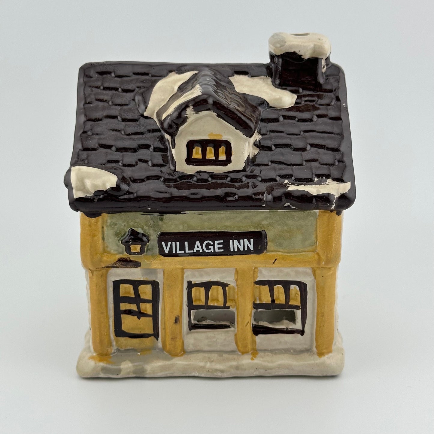 Vintage Ceramic Candle Holder of Village Inn by Dickens Village, In Original Box