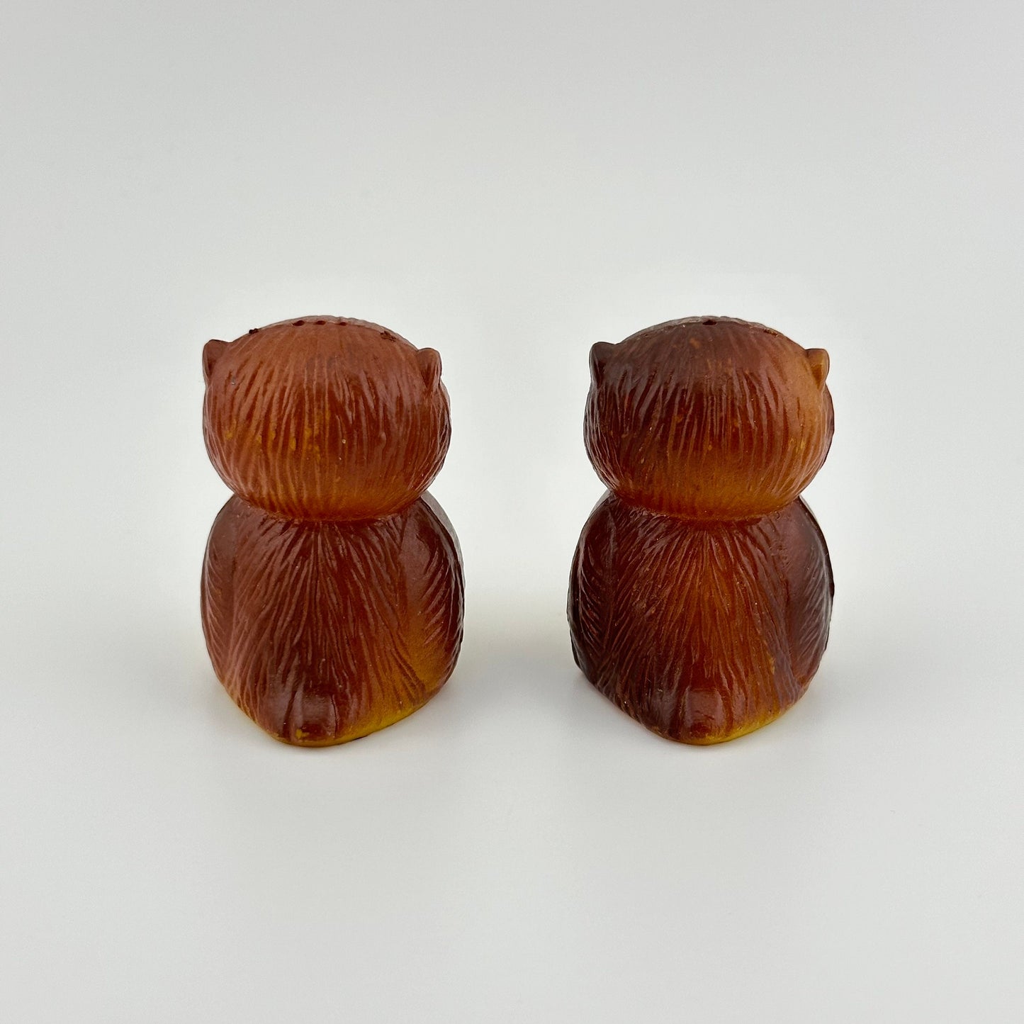 Vintage Small Owl Salt and Pepper Shakers, Plastic Blow Mold Style.