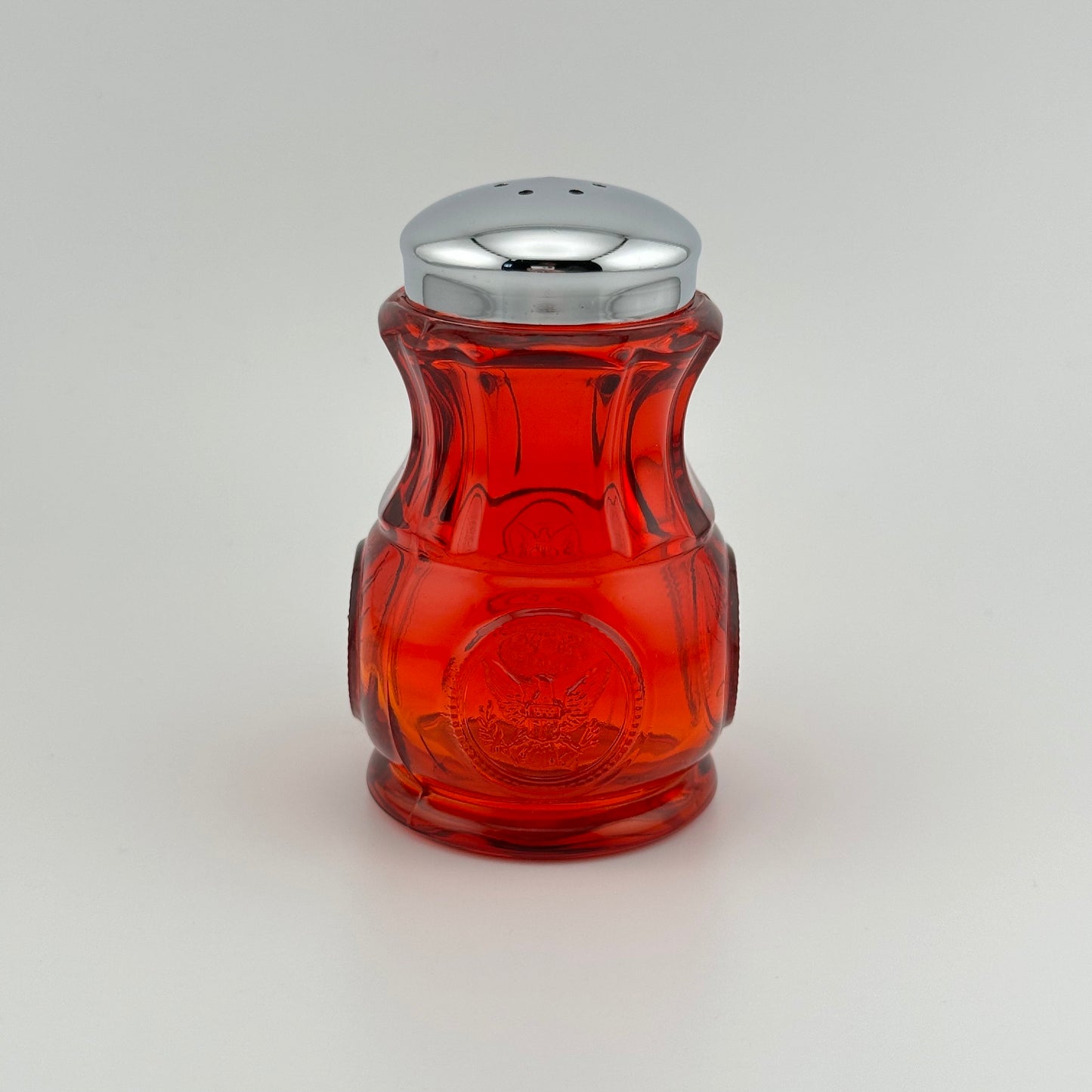 Vintage Glass Salt Shaker in Ruby Red with Silver Top