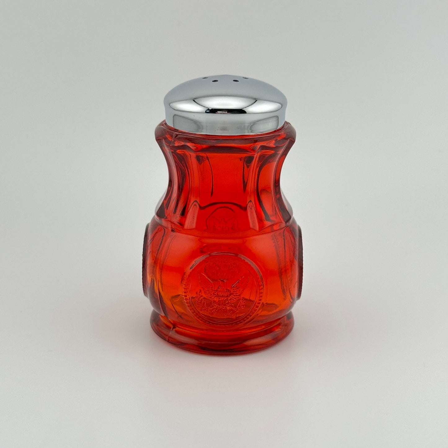 Vintage Glass Salt Shaker in Ruby Red with Silver Top