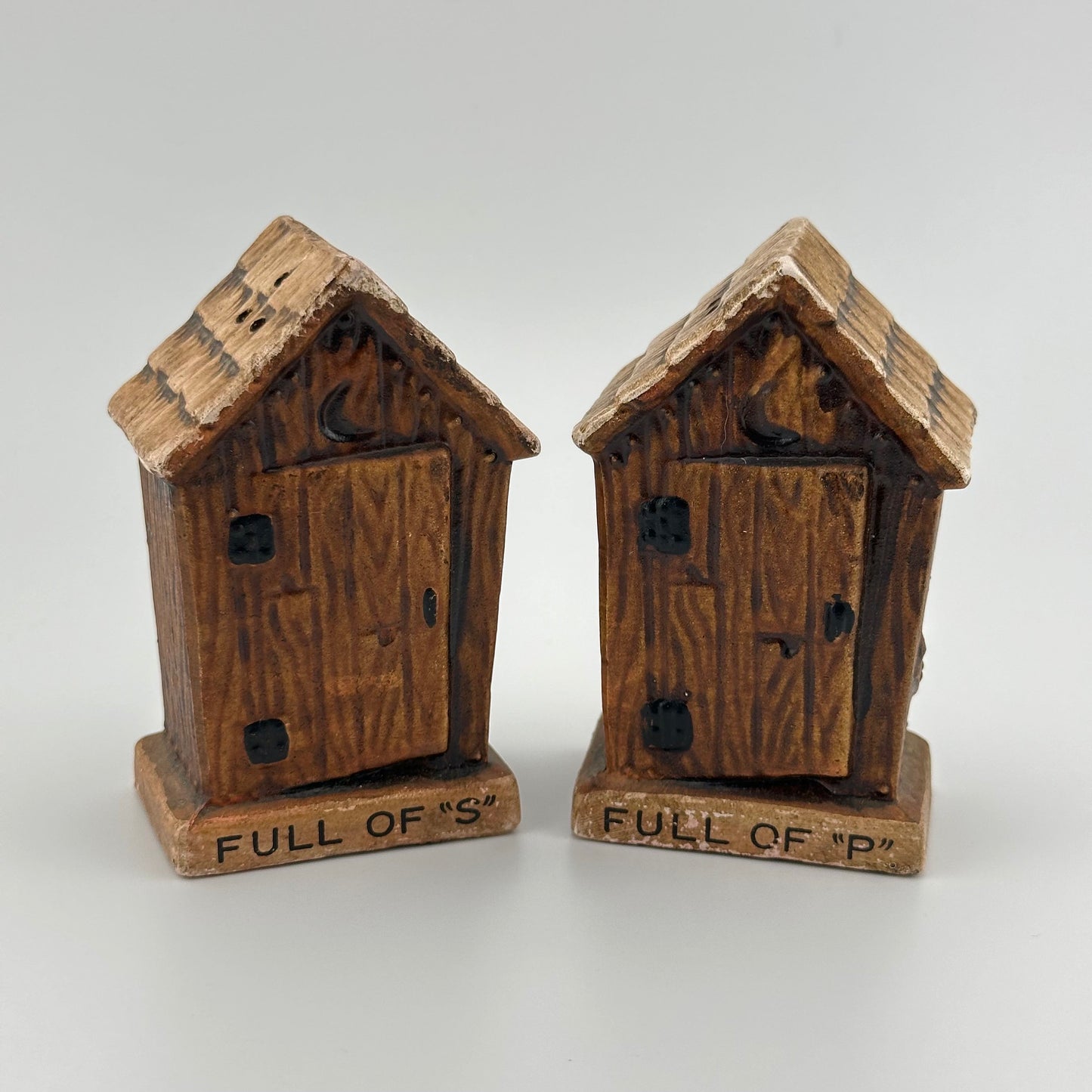 Vintage Ceramic Salt and Pepper Shakers, Outhouses Made in Japan.