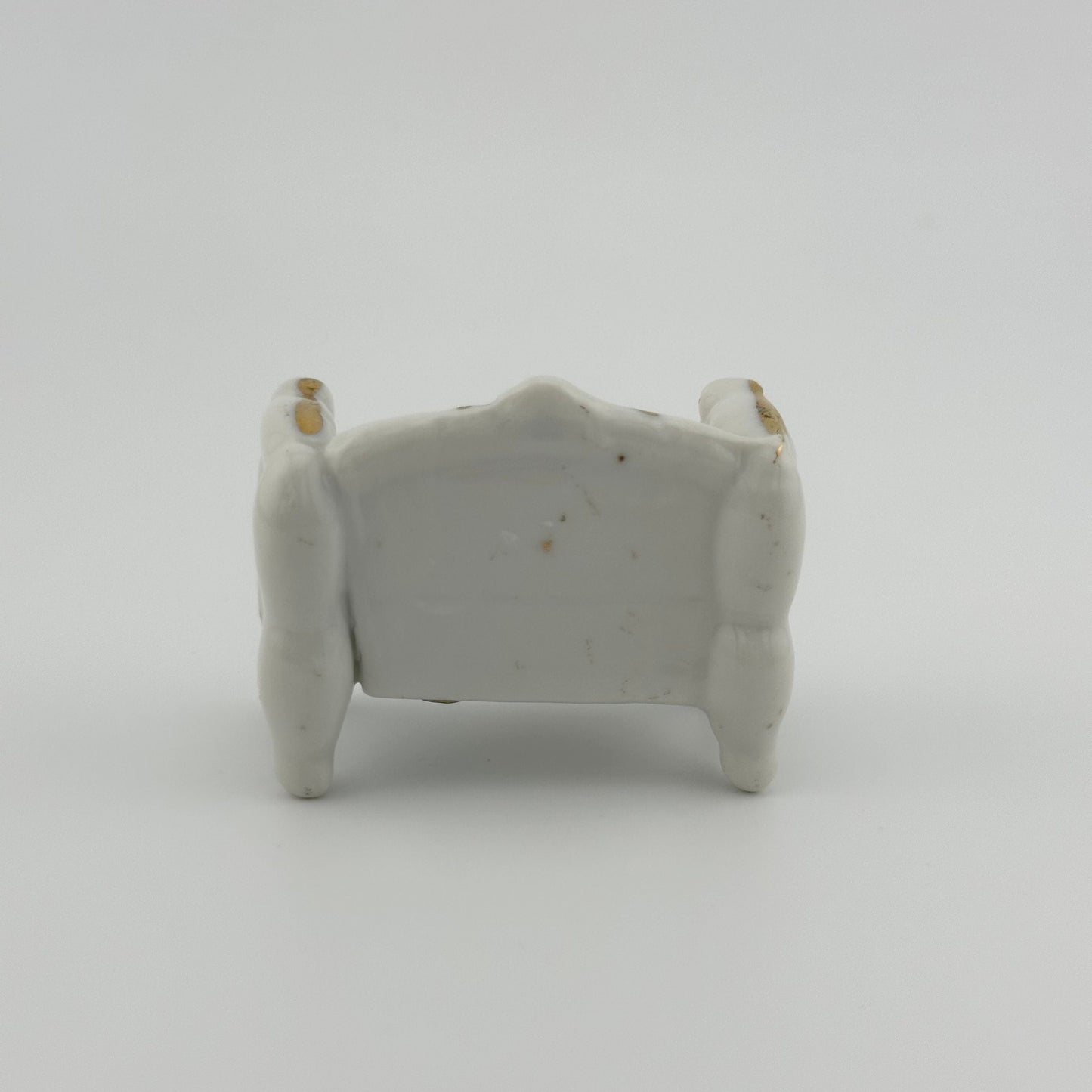 Vintage Miniatures, Porcelain Couch with Gold Accents and Pink Rose, Made in Japan.