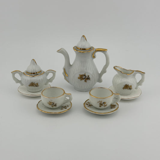 Vintage Miniatures, Porcelain Tea Set, Porart Porcelanas, Made in Portugal, Set of 5.