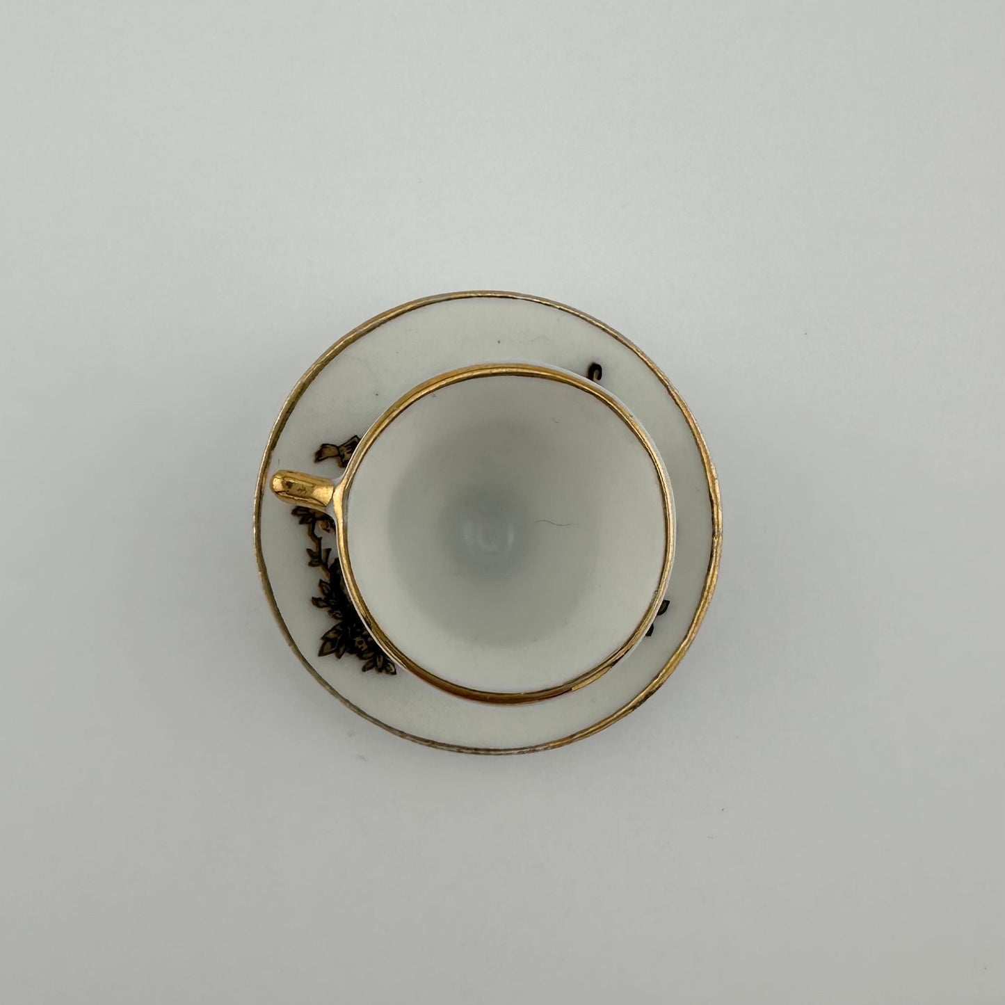 Vintage Miniature Tea Cup and Saucer with Gold Accents from Japan