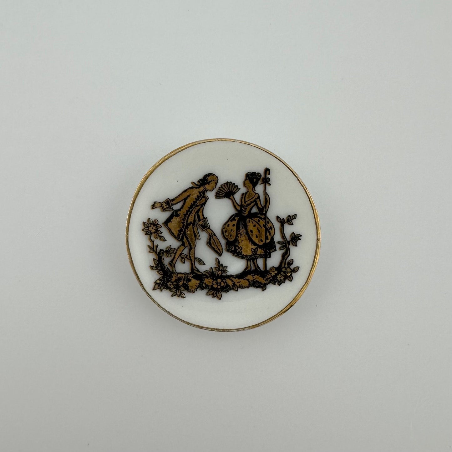 Vintage Miniature Tea Cup and Saucer with Gold Accents from Japan